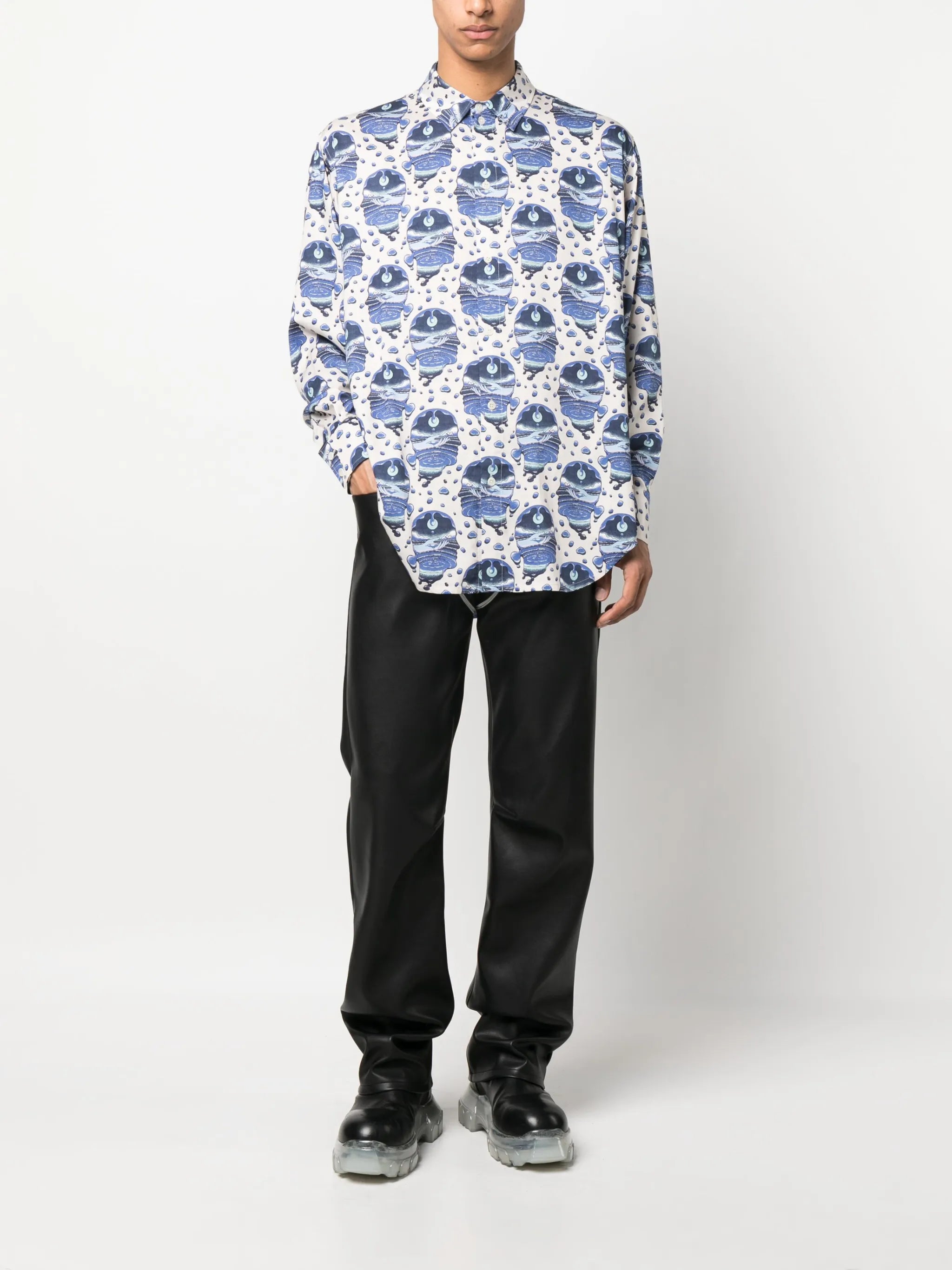 graphic-print long-sleeve shirt