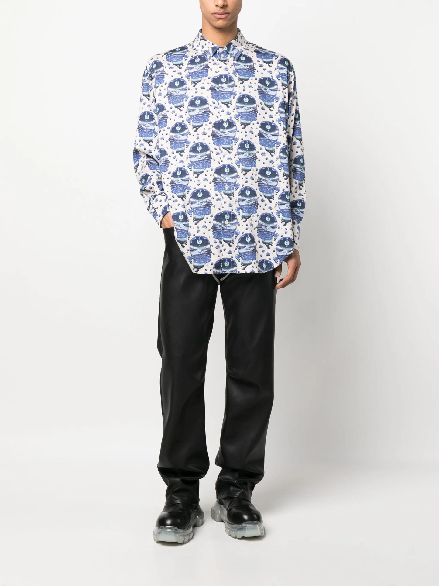 graphic-print long-sleeve shirt