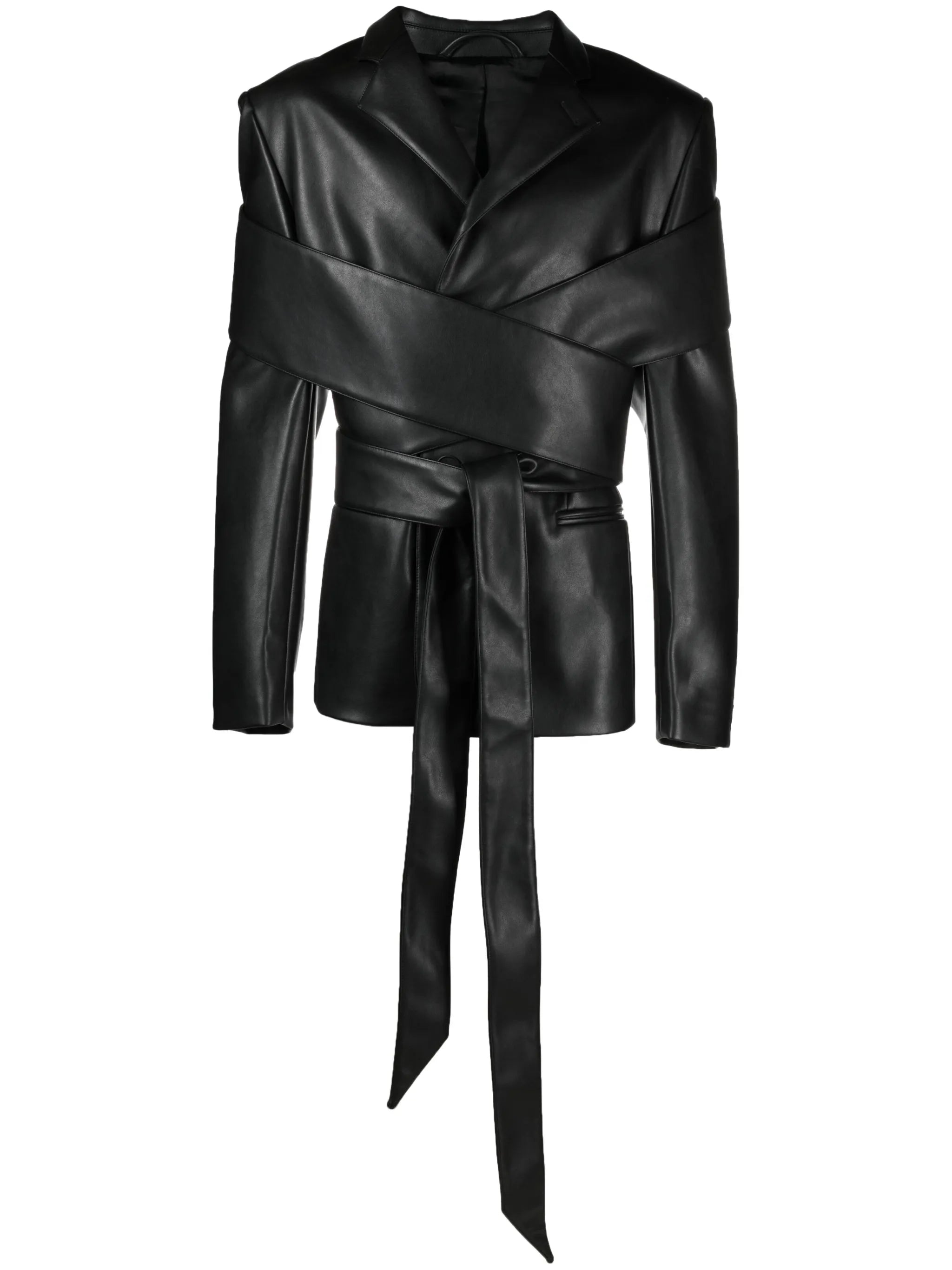 Perin faux-leather tied blazer