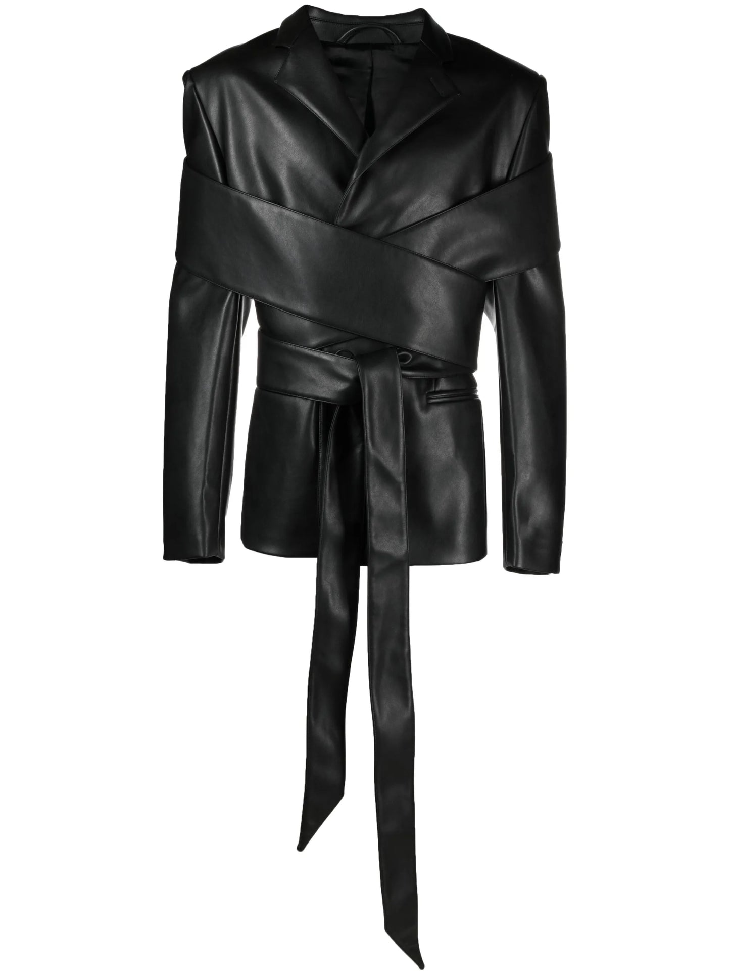 Perin faux-leather tied blazer