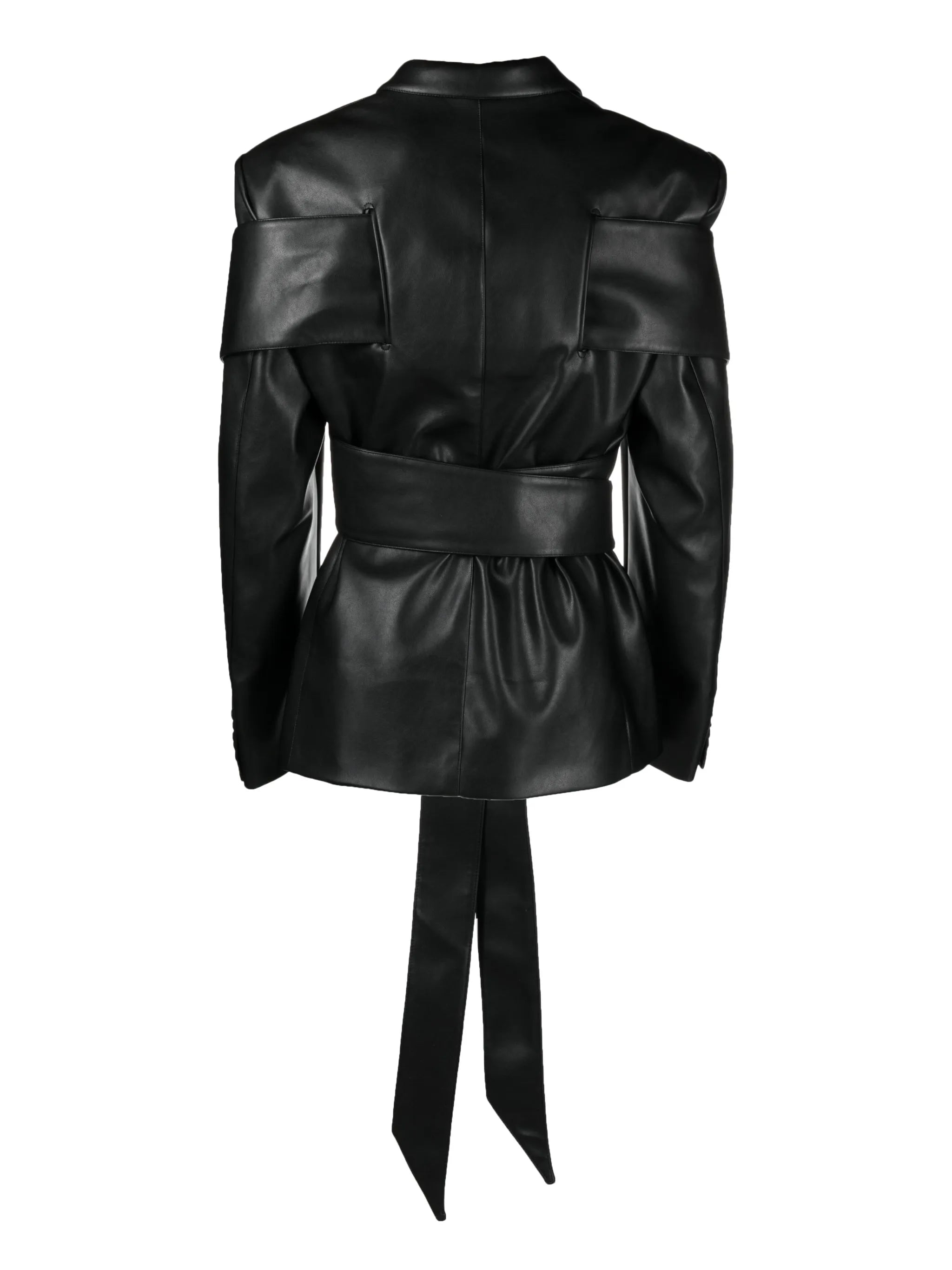 Perin faux-leather tied blazer