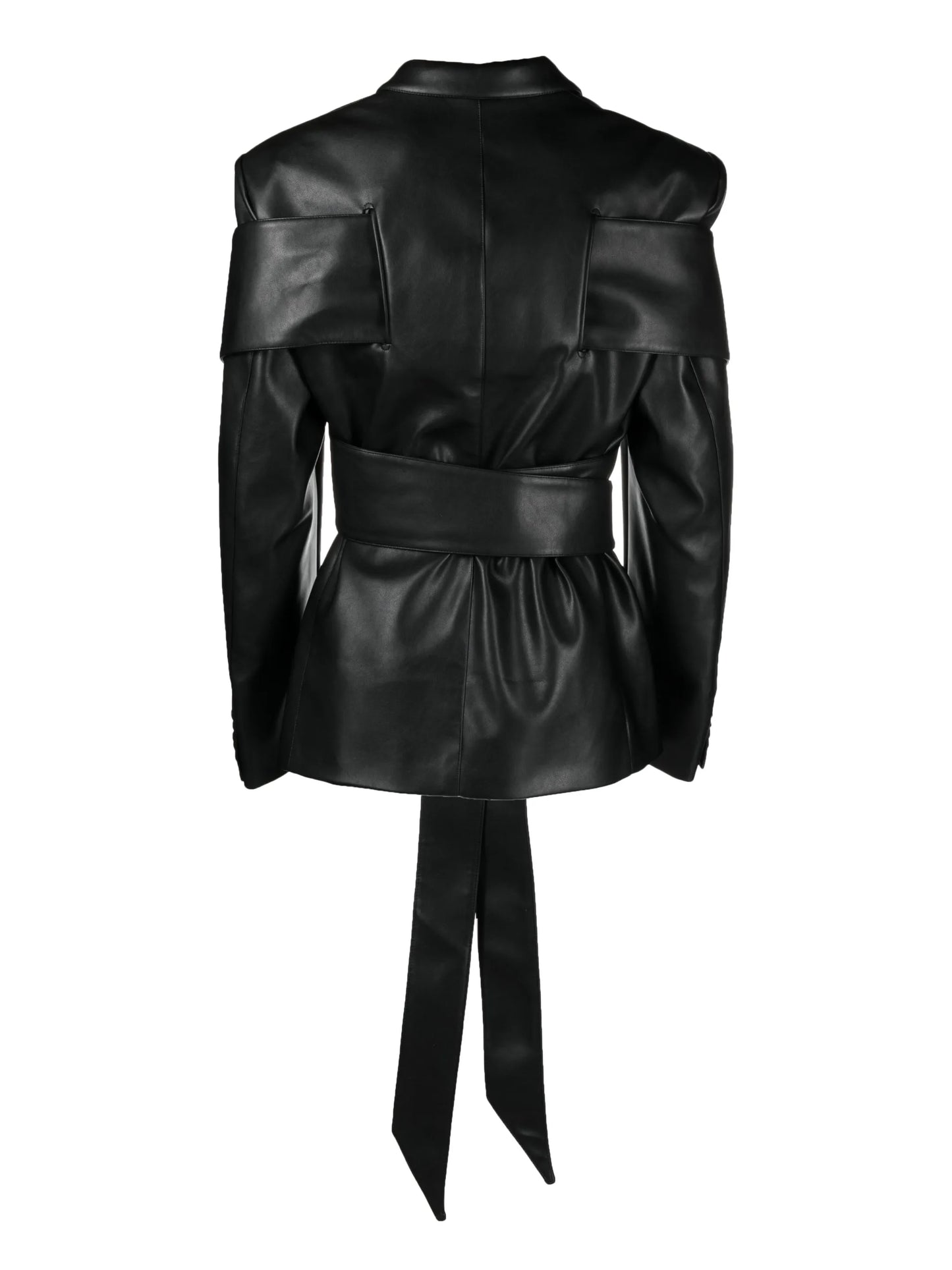 Perin faux-leather tied blazer