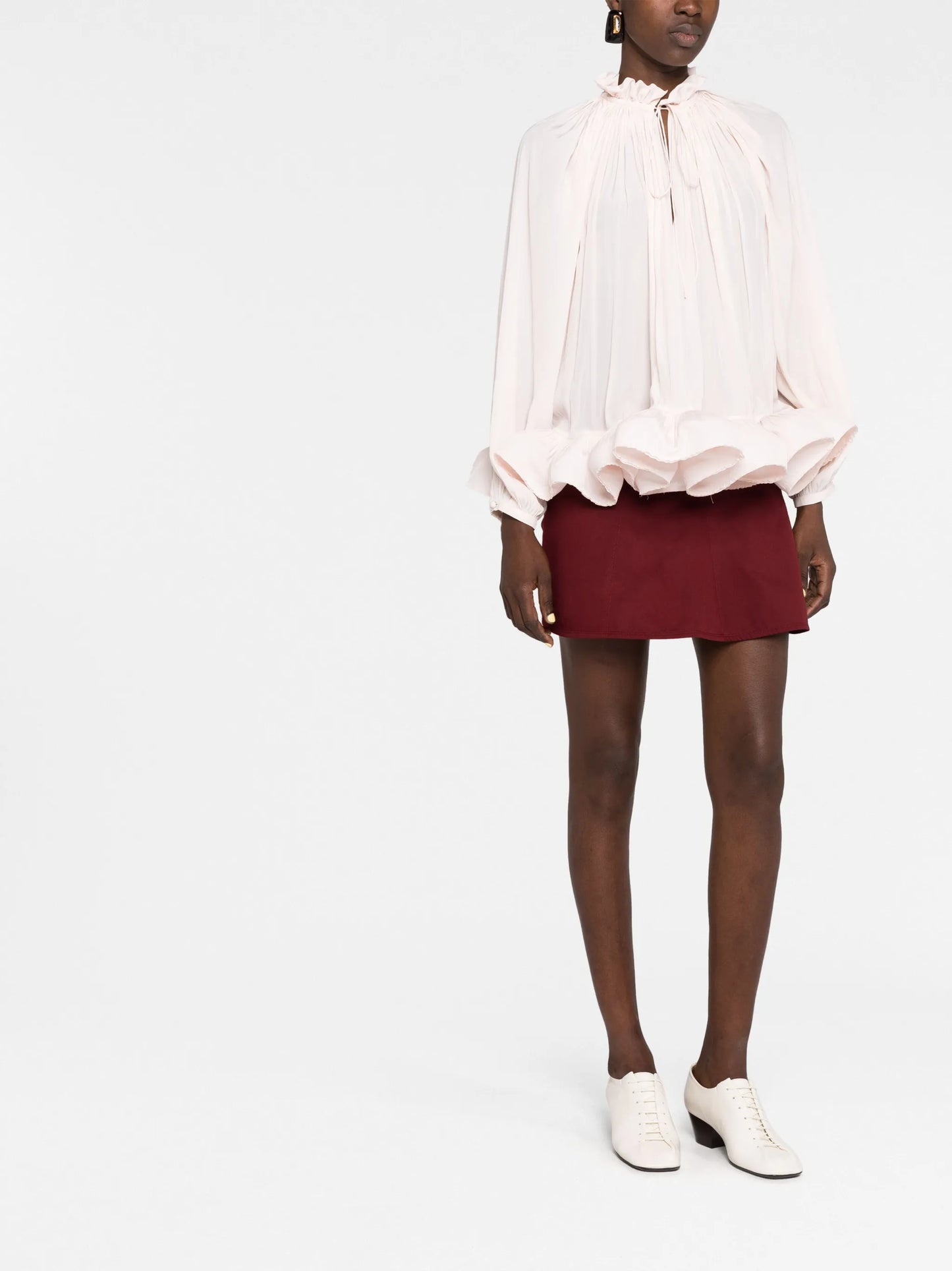 ruffle-trim pleated blouse