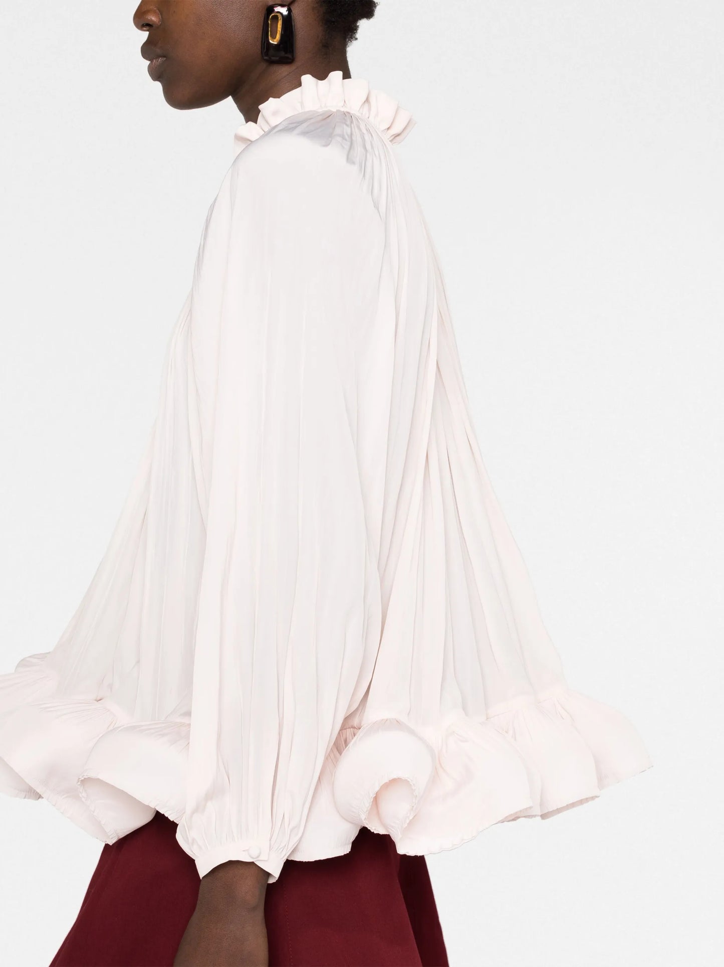 ruffle-trim pleated blouse