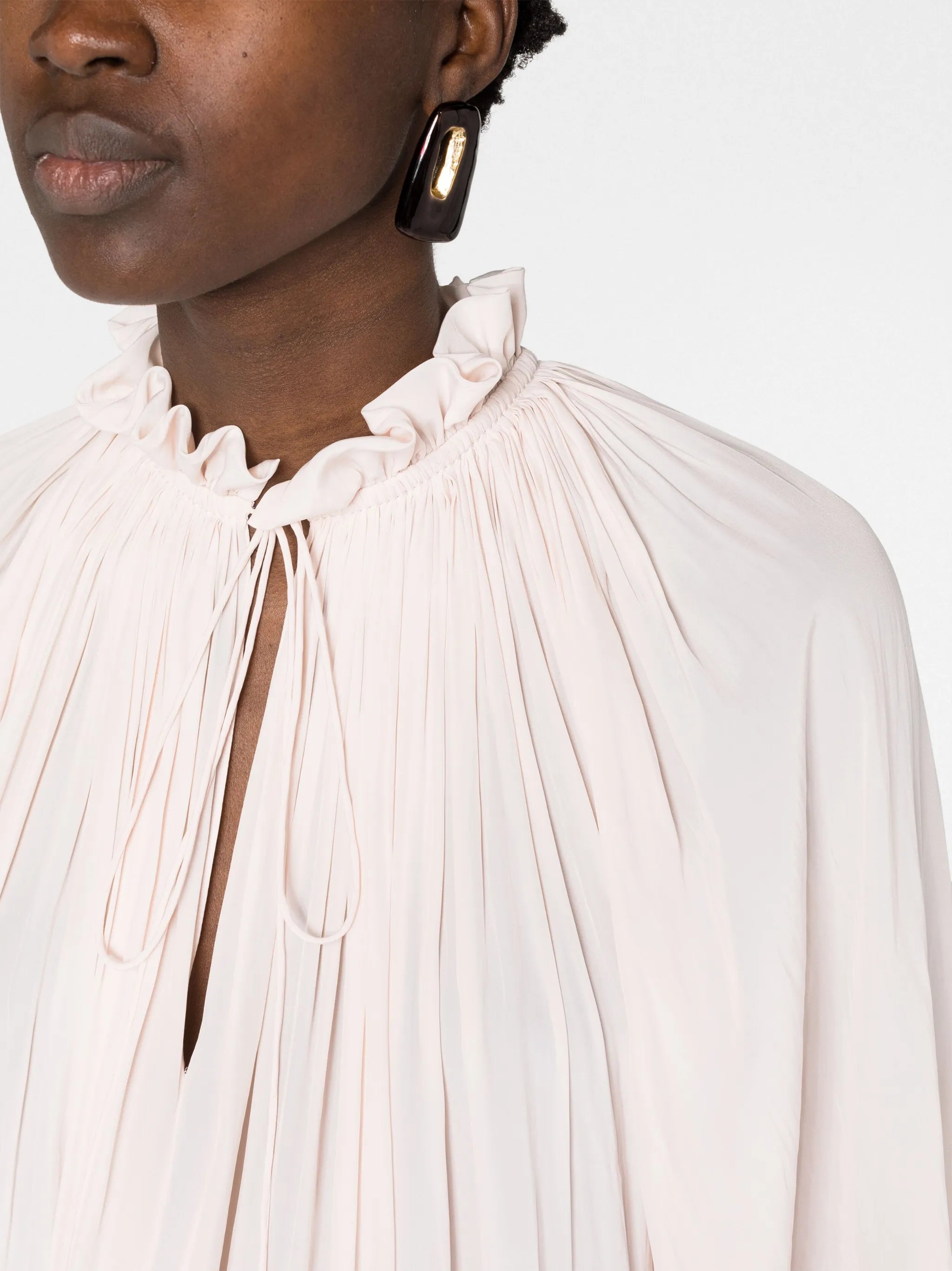 ruffle-trim pleated blouse