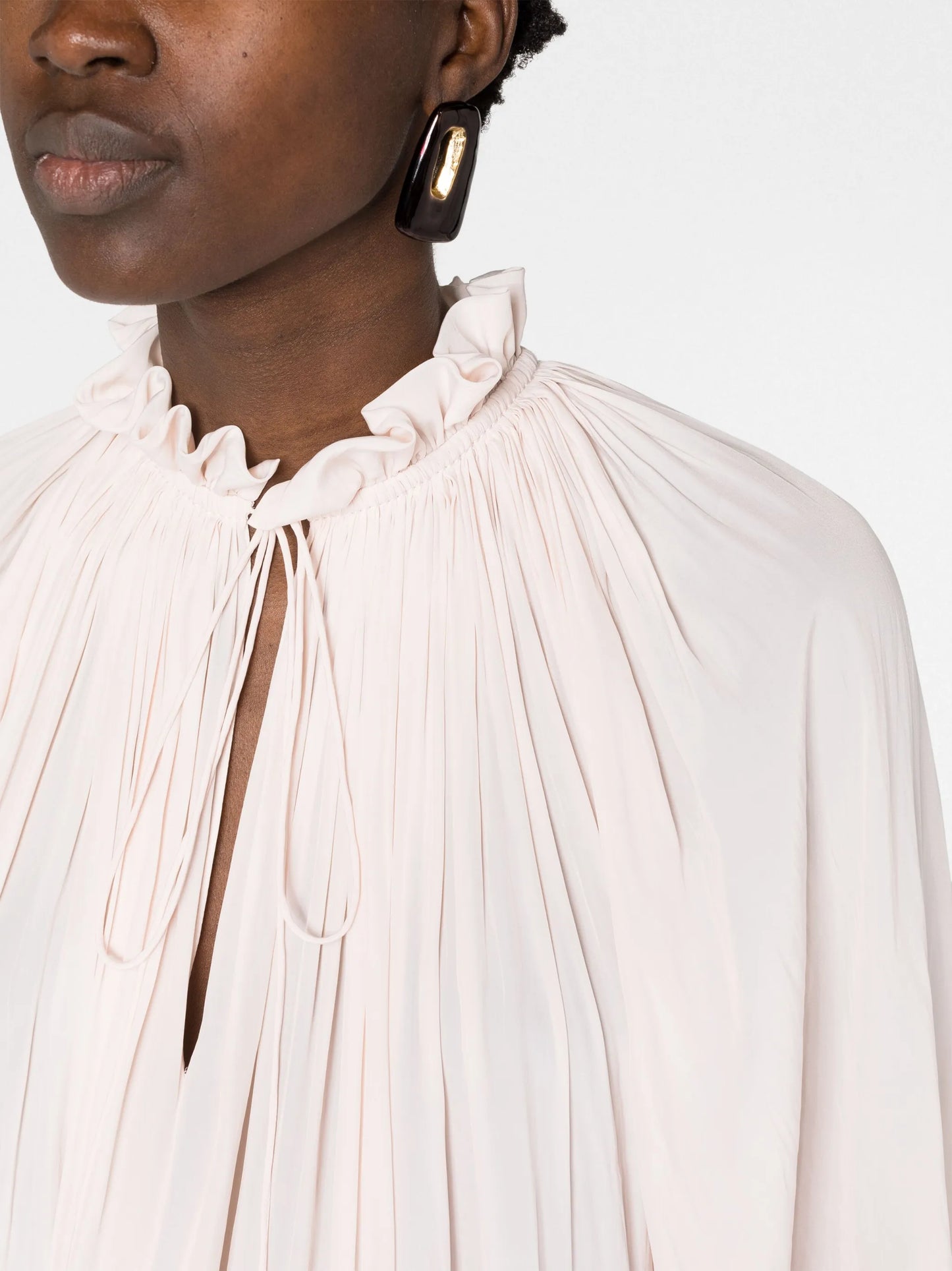 ruffle-trim pleated blouse
