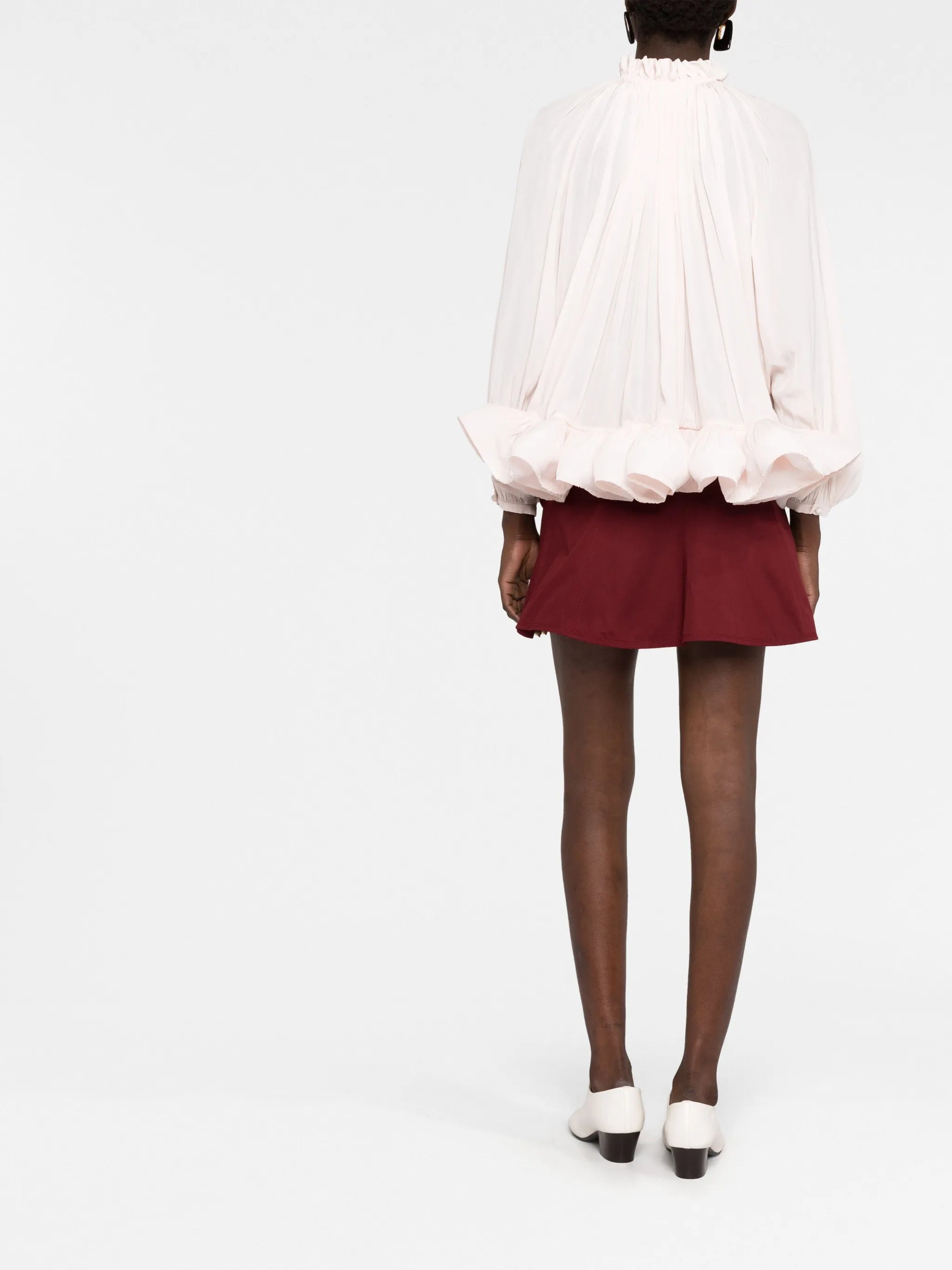 ruffle-trim pleated blouse