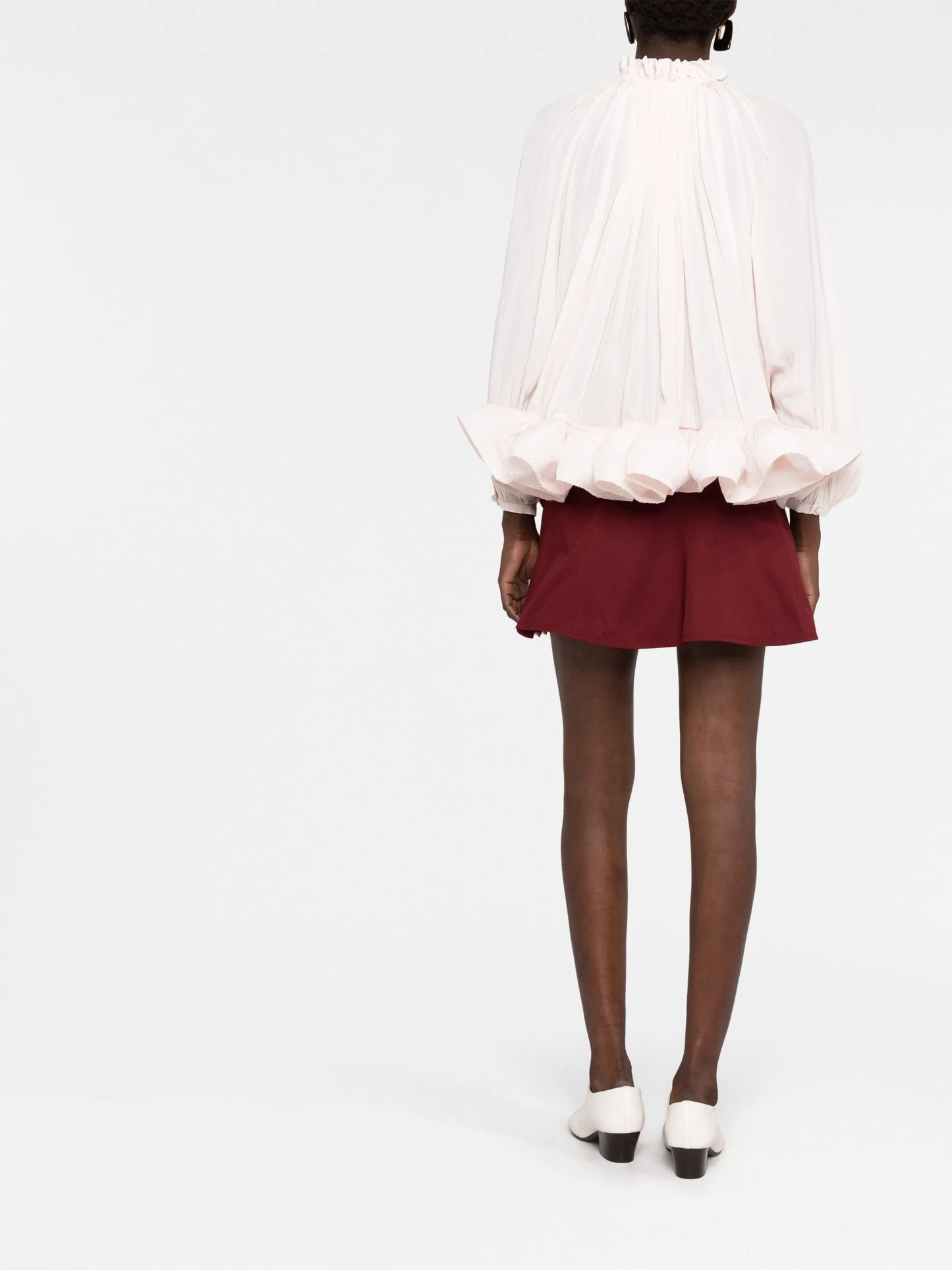 ruffle-trim pleated blouse