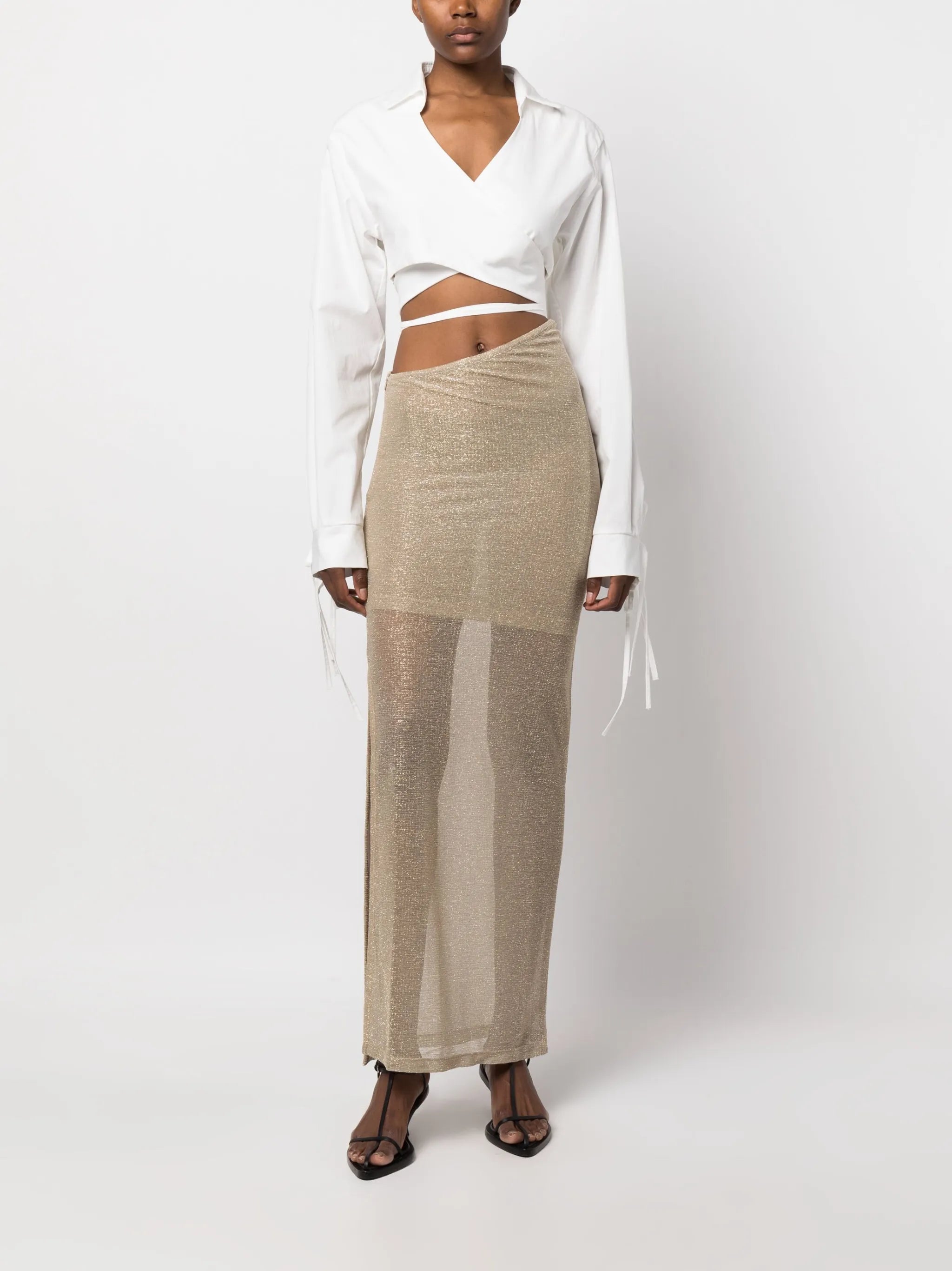 asymmetric glitter-detail maxi skirt
