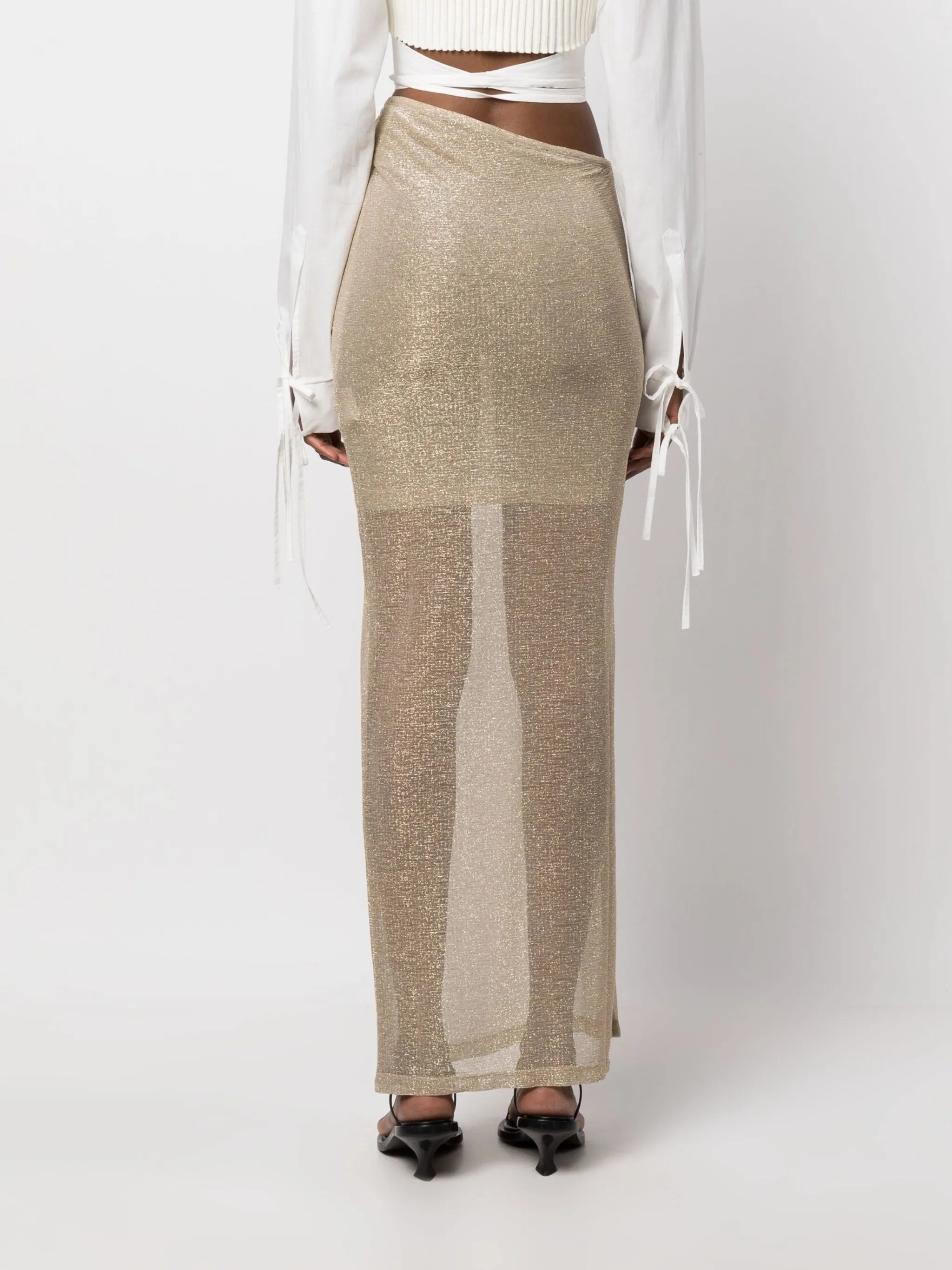 asymmetric glitter-detail maxi skirt