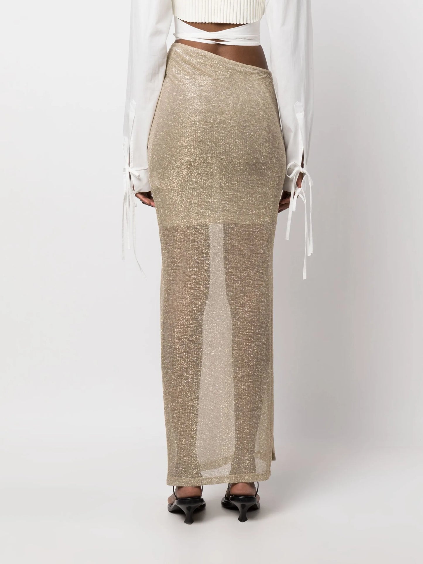 asymmetric glitter-detail maxi skirt