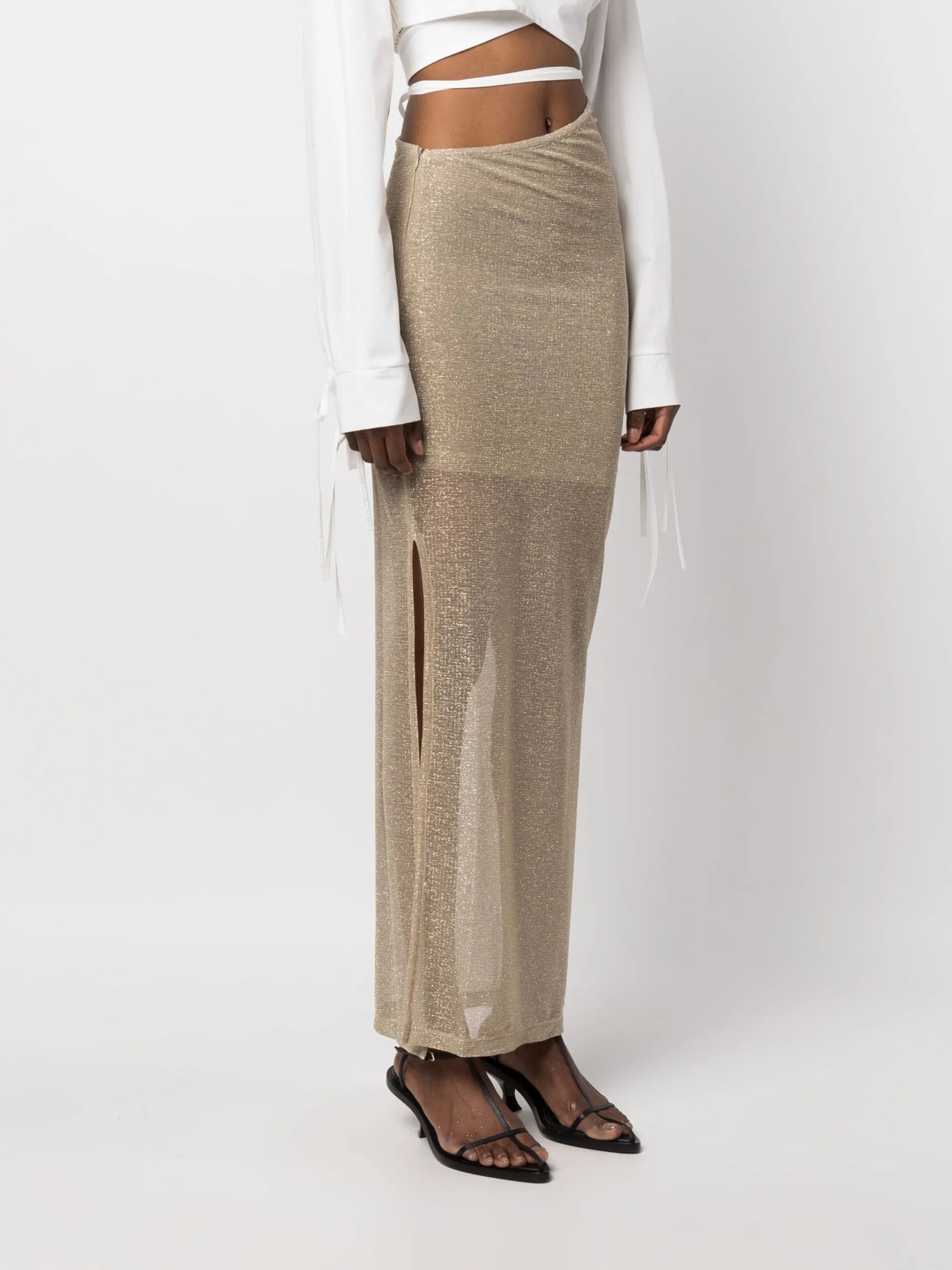 asymmetric glitter-detail maxi skirt