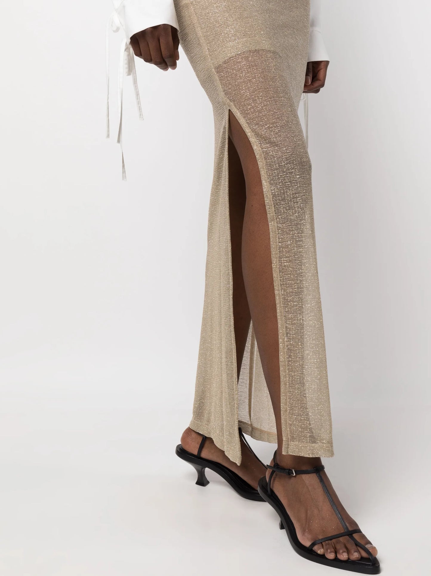 asymmetric glitter-detail maxi skirt