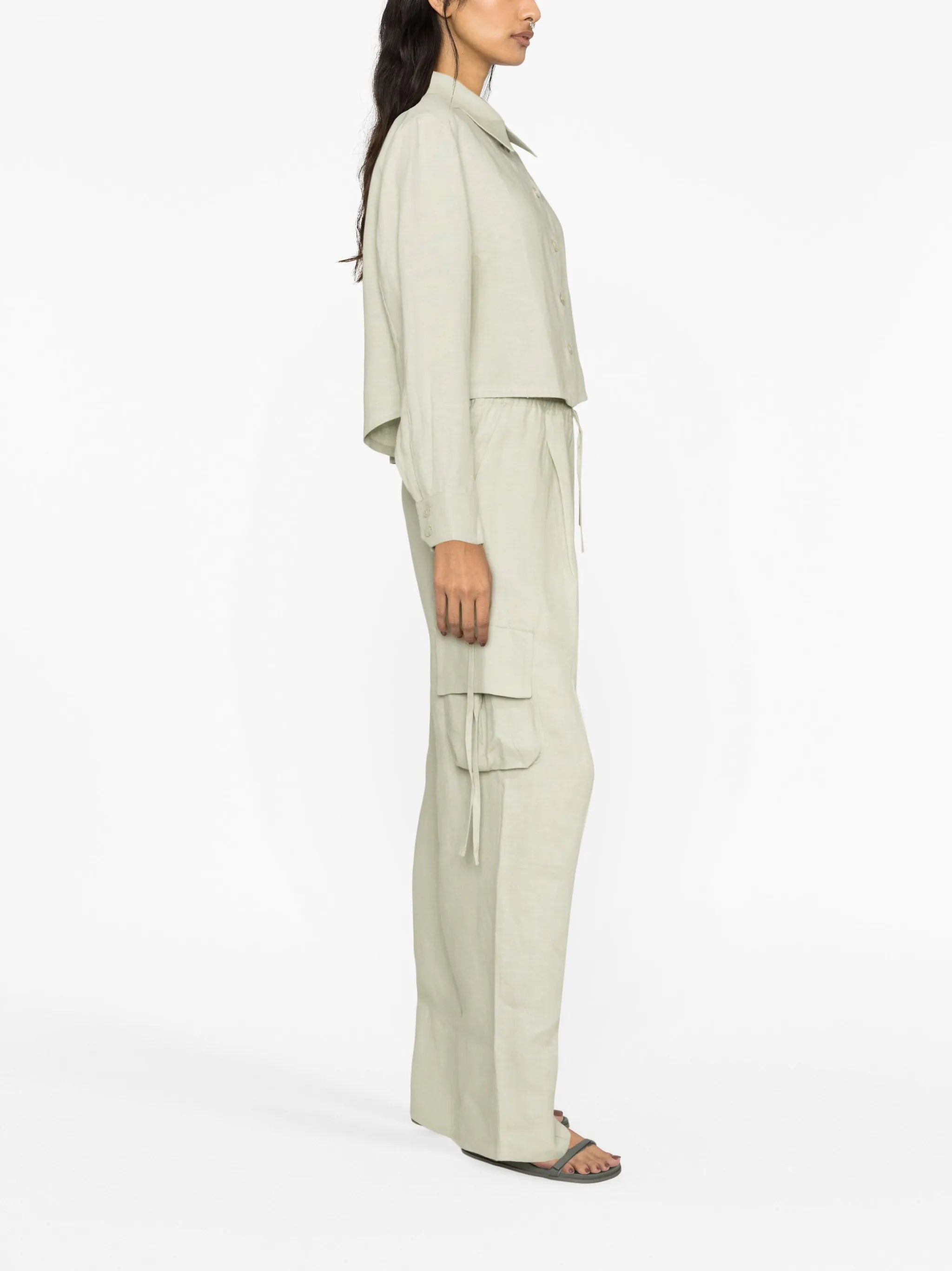 Safari linen cargo trousers