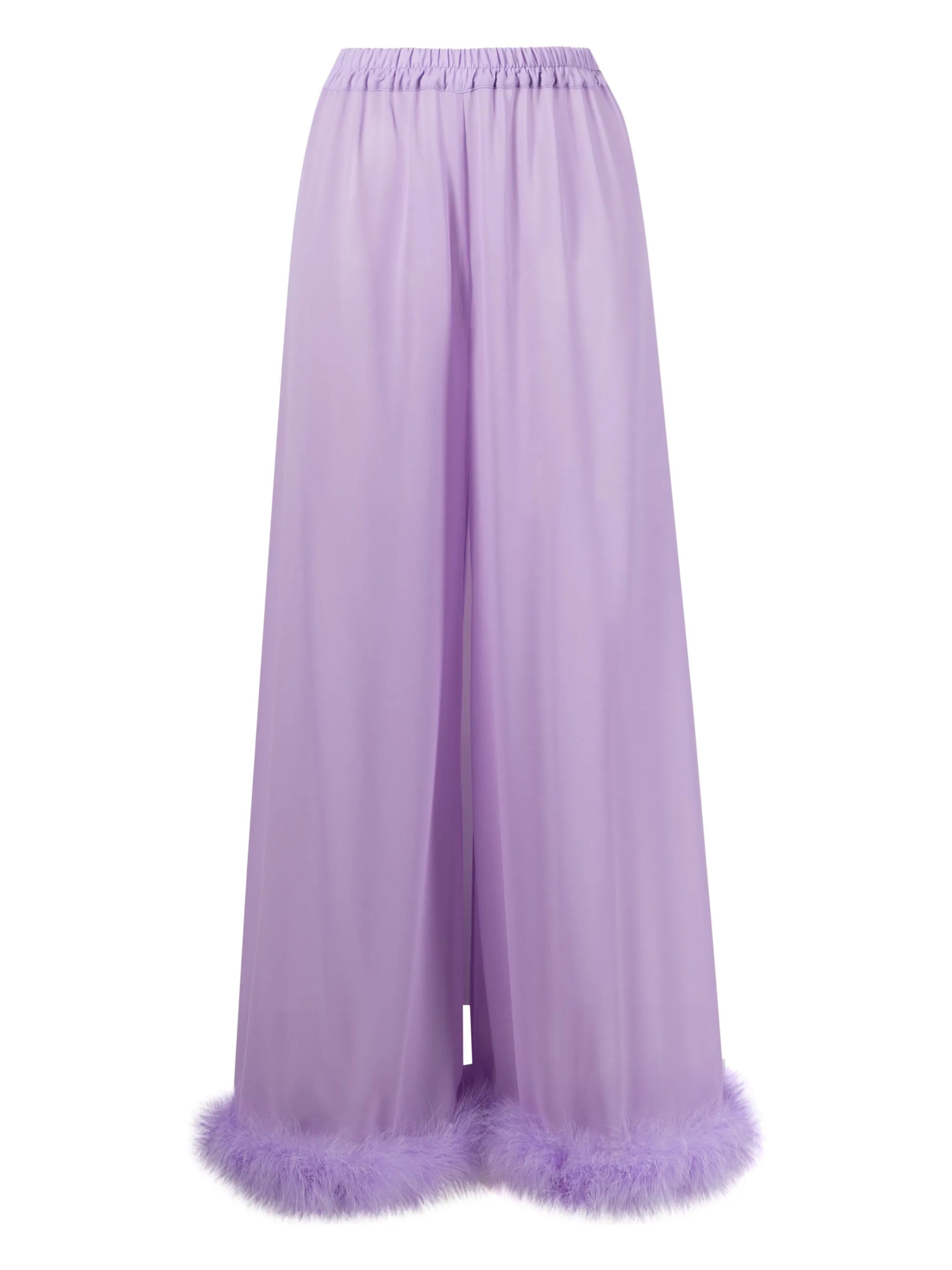 Boudoir feather-trim trousers