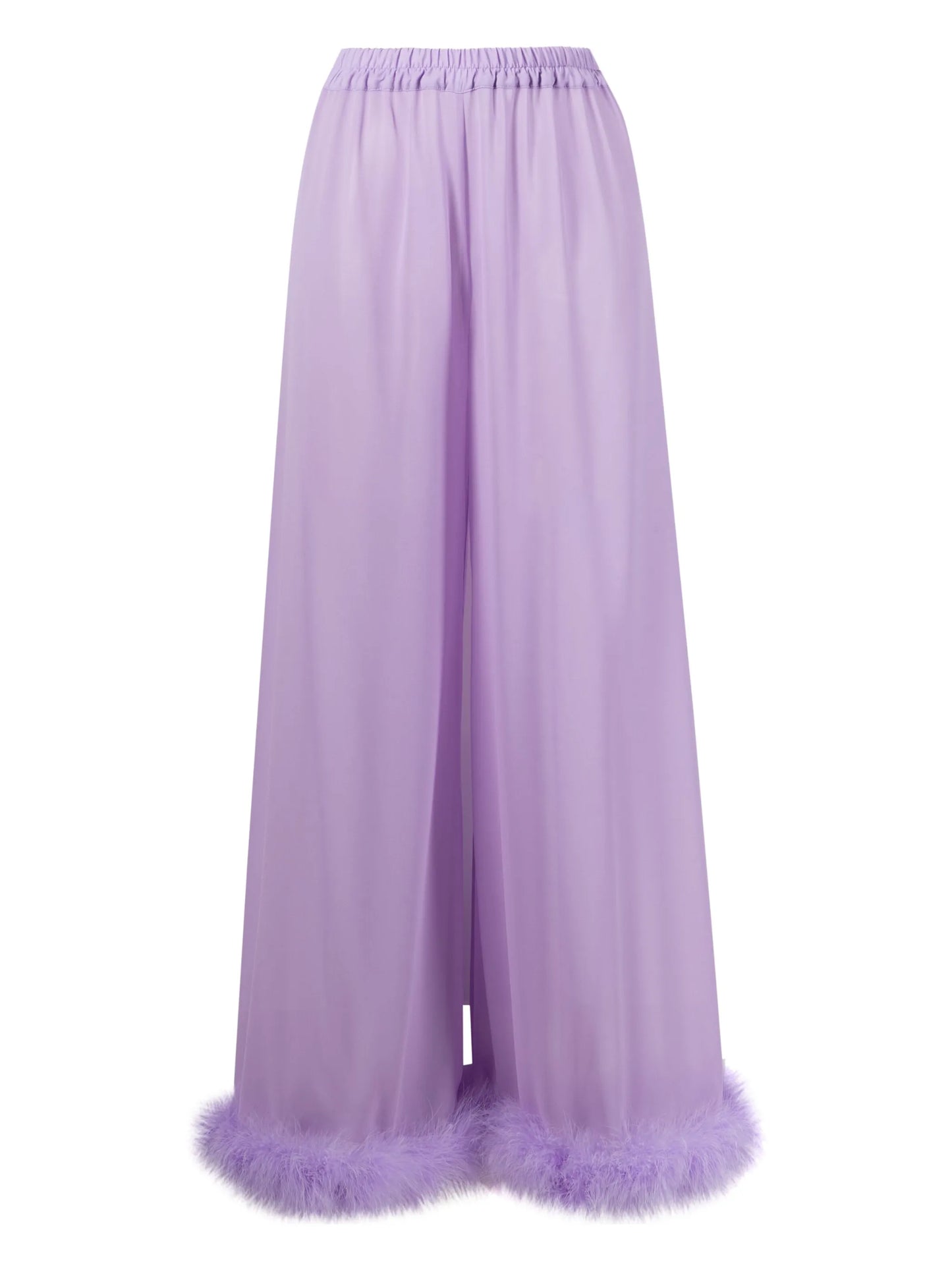 Boudoir feather-trim trousers