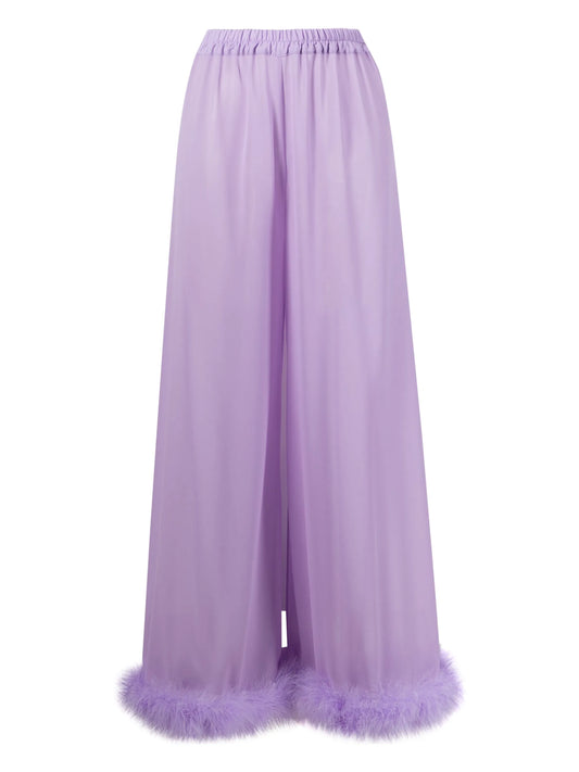 Boudoir feather-trim trousers