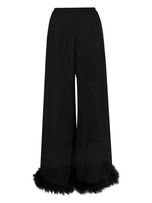 Boudoir feather-trim trousers
