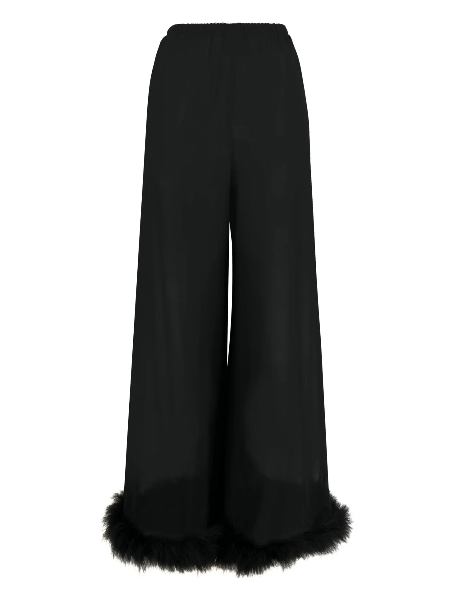 Boudoir feather-trim trousers