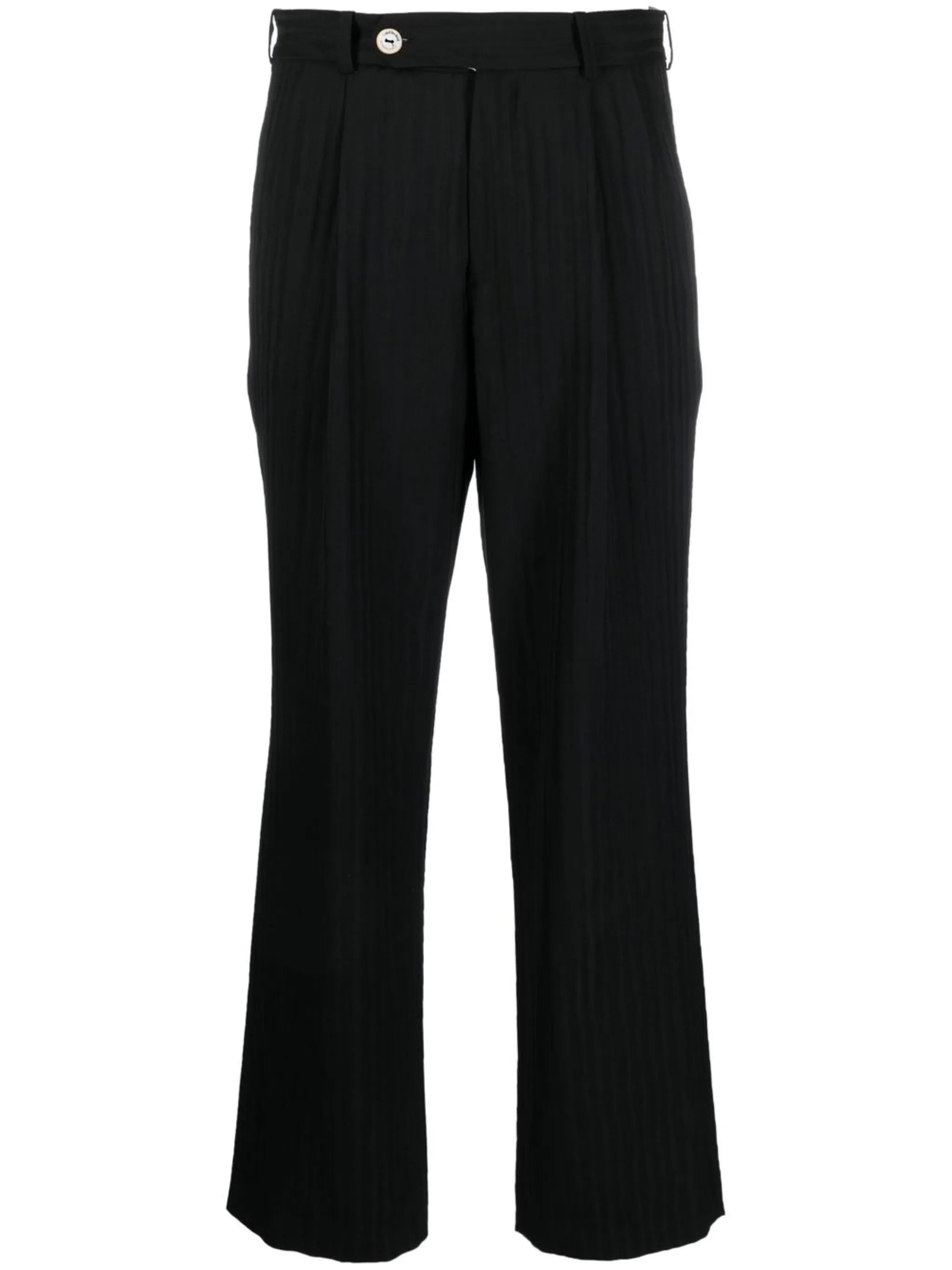 button-detail straight-leg trousers