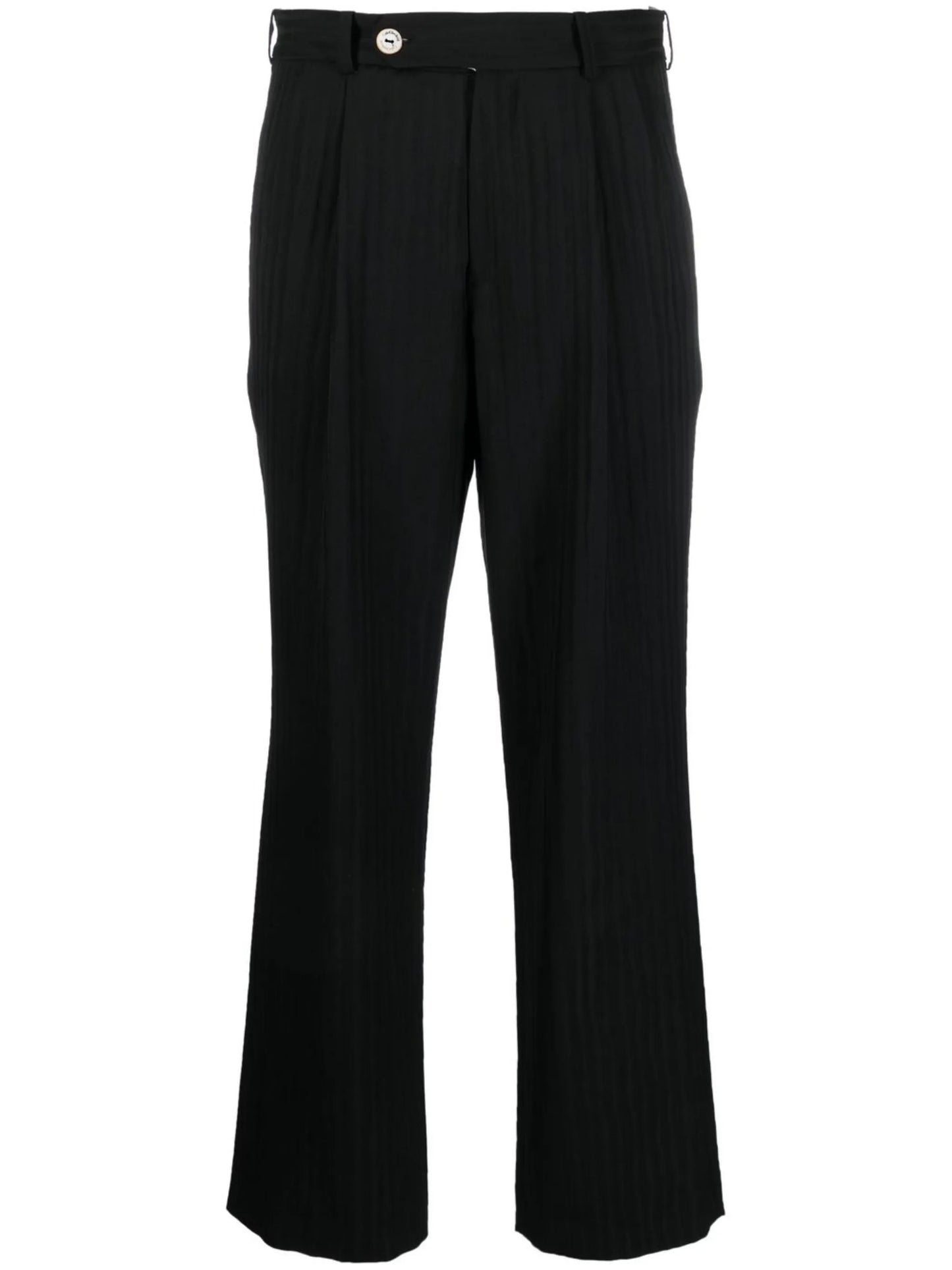 button-detail straight-leg trousers