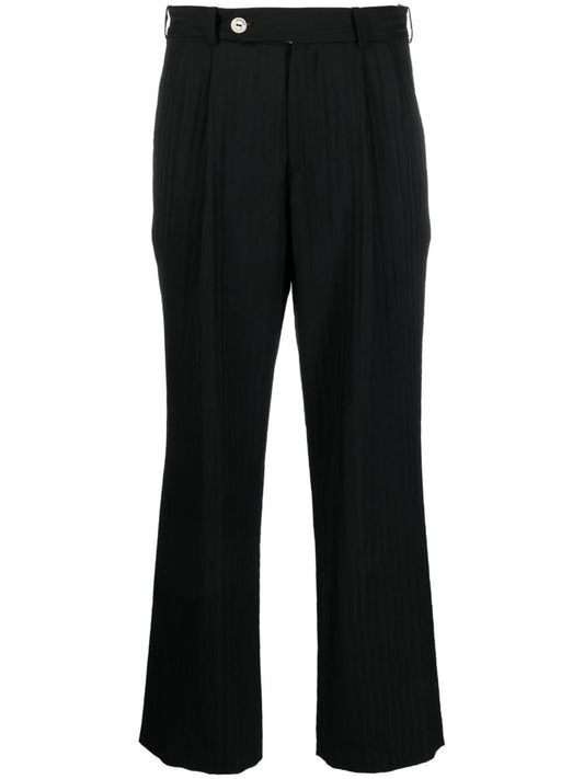 button-detail straight-leg trousers