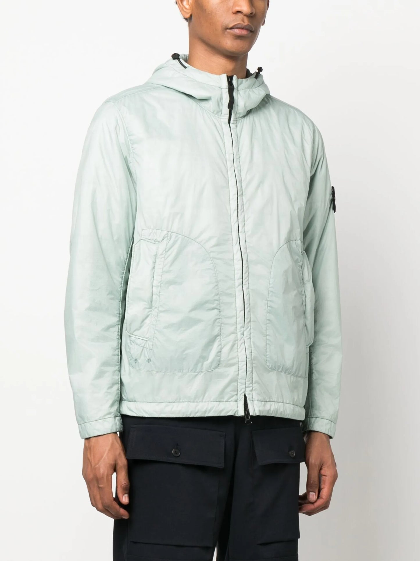 Compass-patch hooded jacket