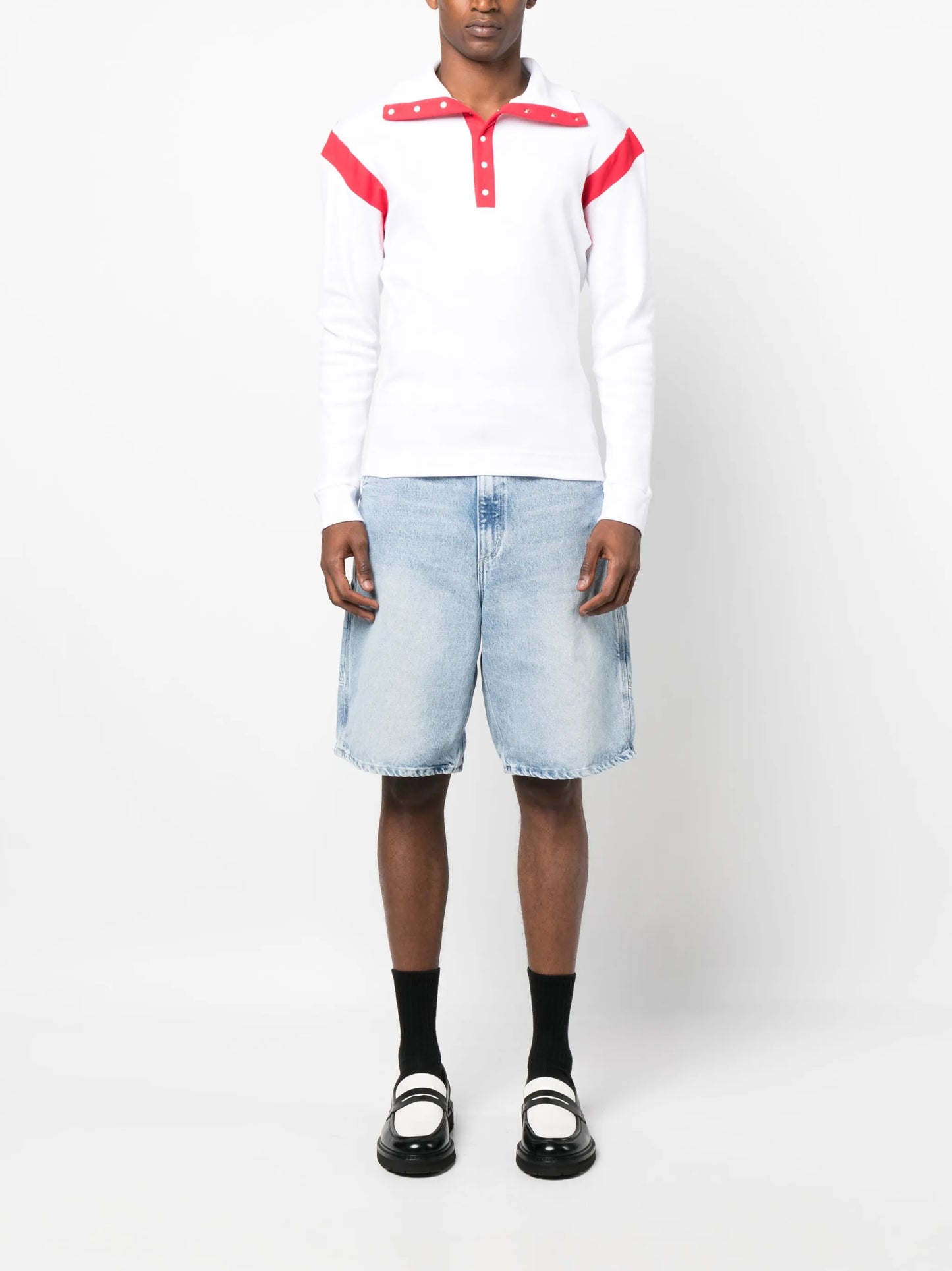 two-tone panel polo shirt