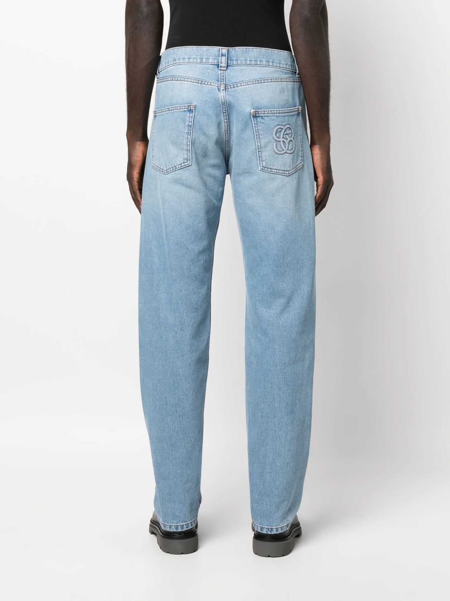 monogram-embroidered straight-leg jeans