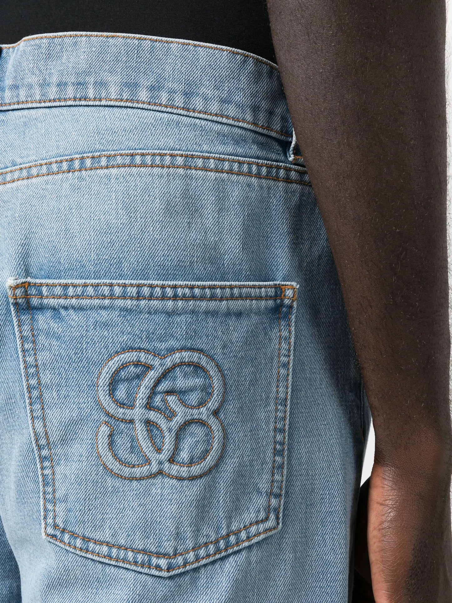 monogram-embroidered straight-leg jeans