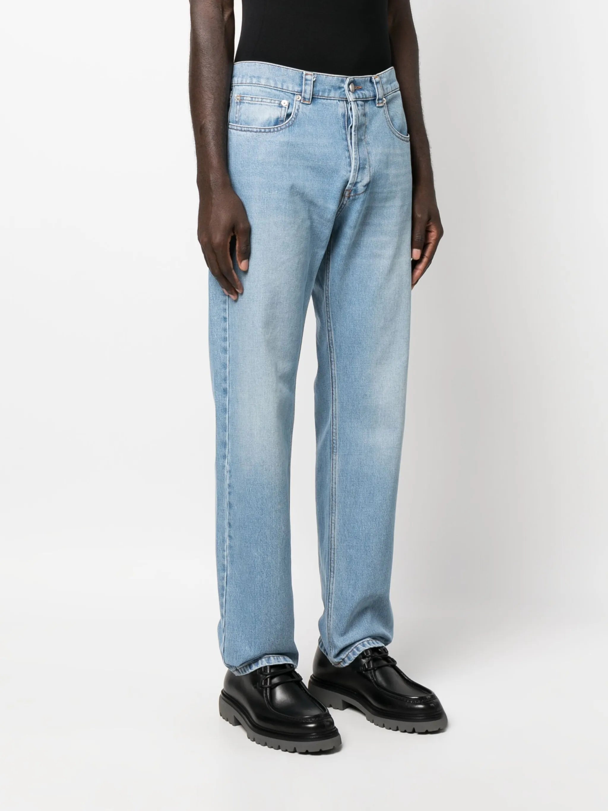 monogram-embroidered straight-leg jeans