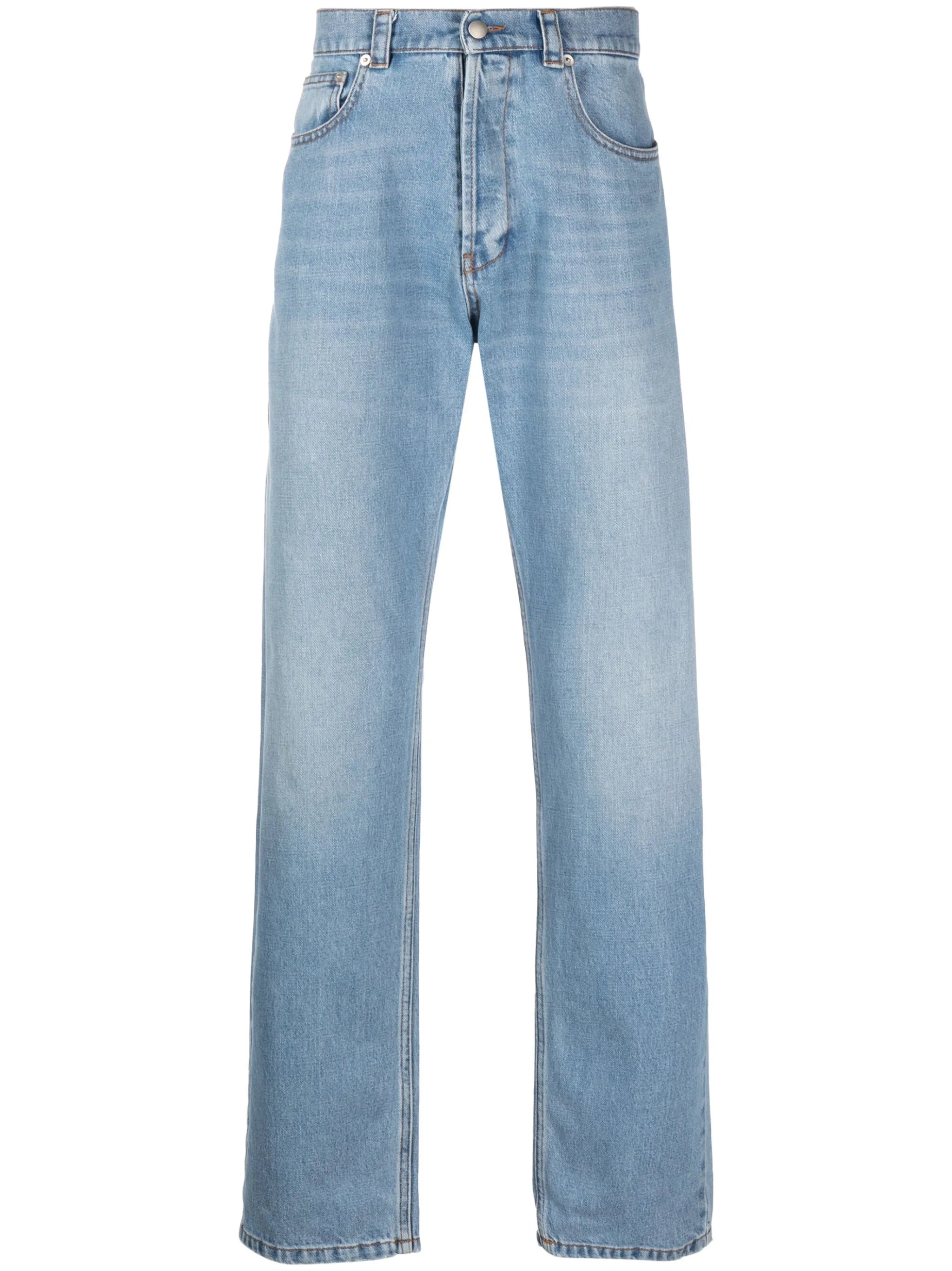 monogram-embroidered straight-leg jeans