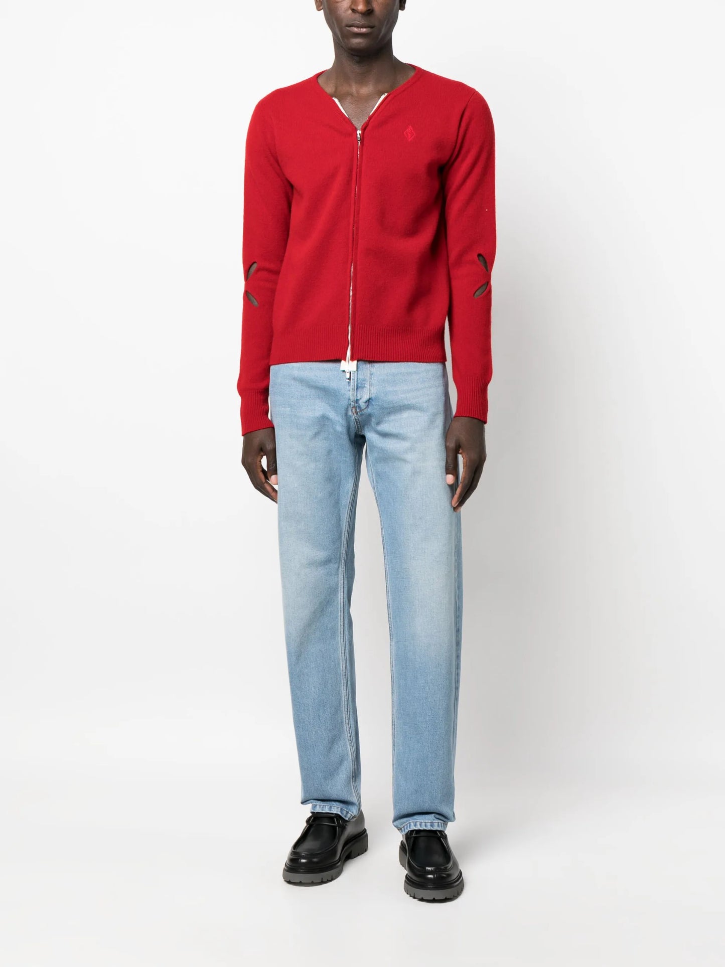 monogram-embroidered straight-leg jeans