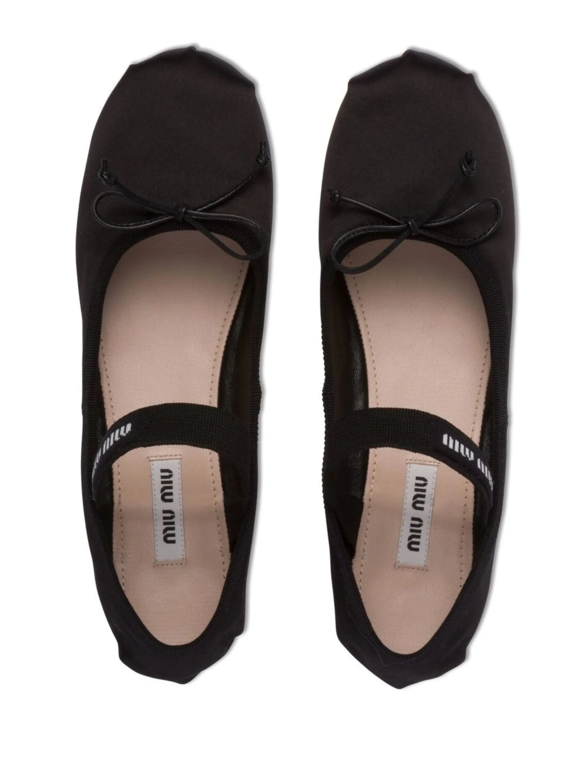 logo-strap satin ballerina pumps