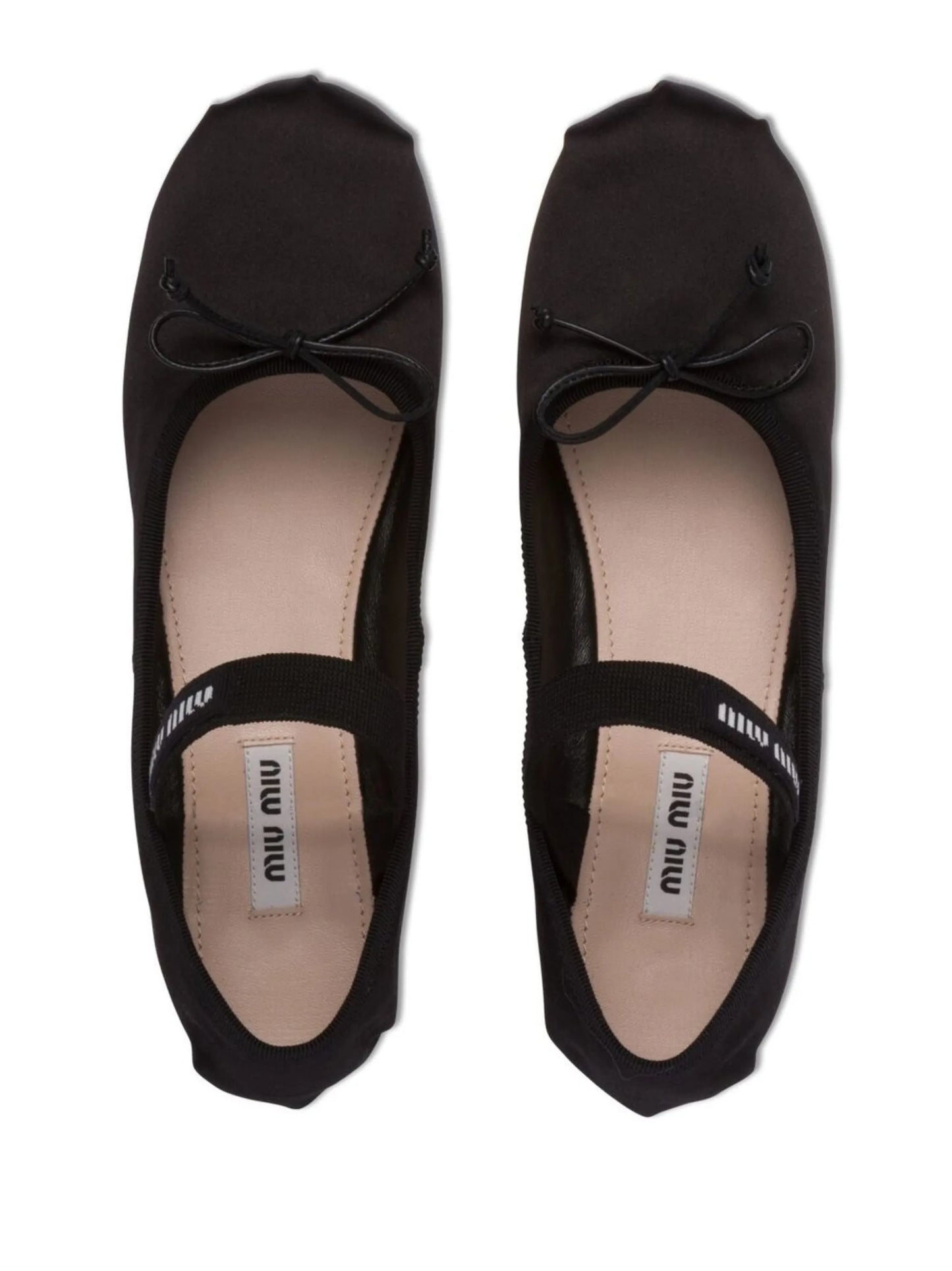 logo-strap satin ballerina pumps