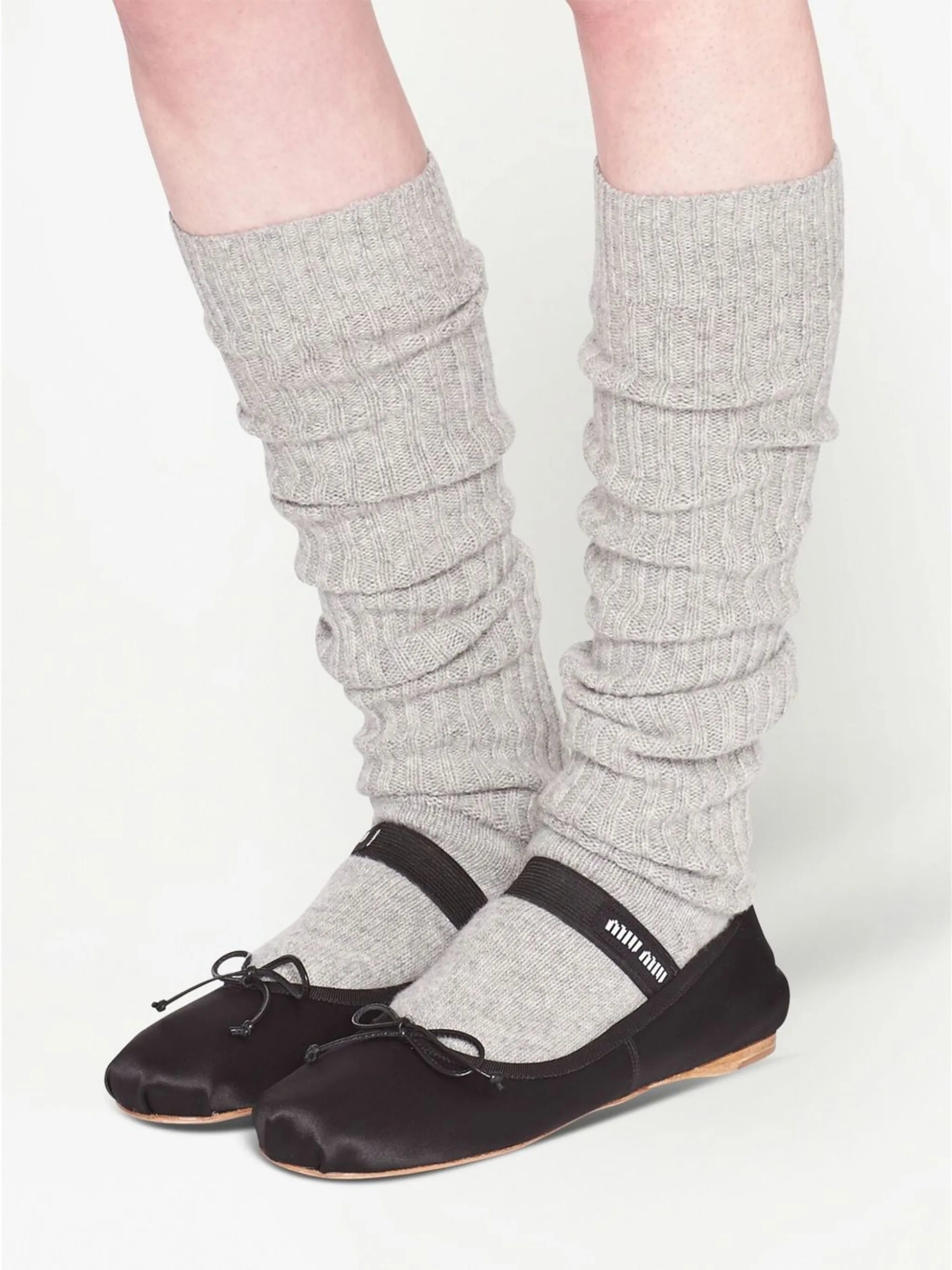 logo-strap satin ballerina pumps
