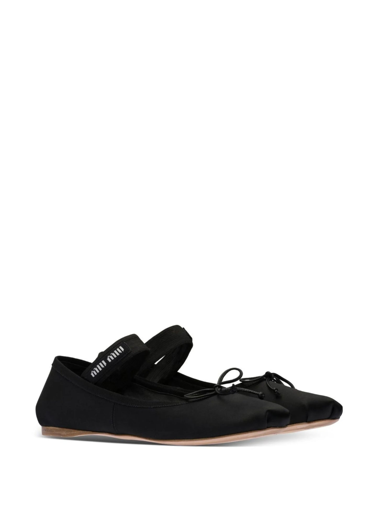 logo-strap satin ballerina pumps