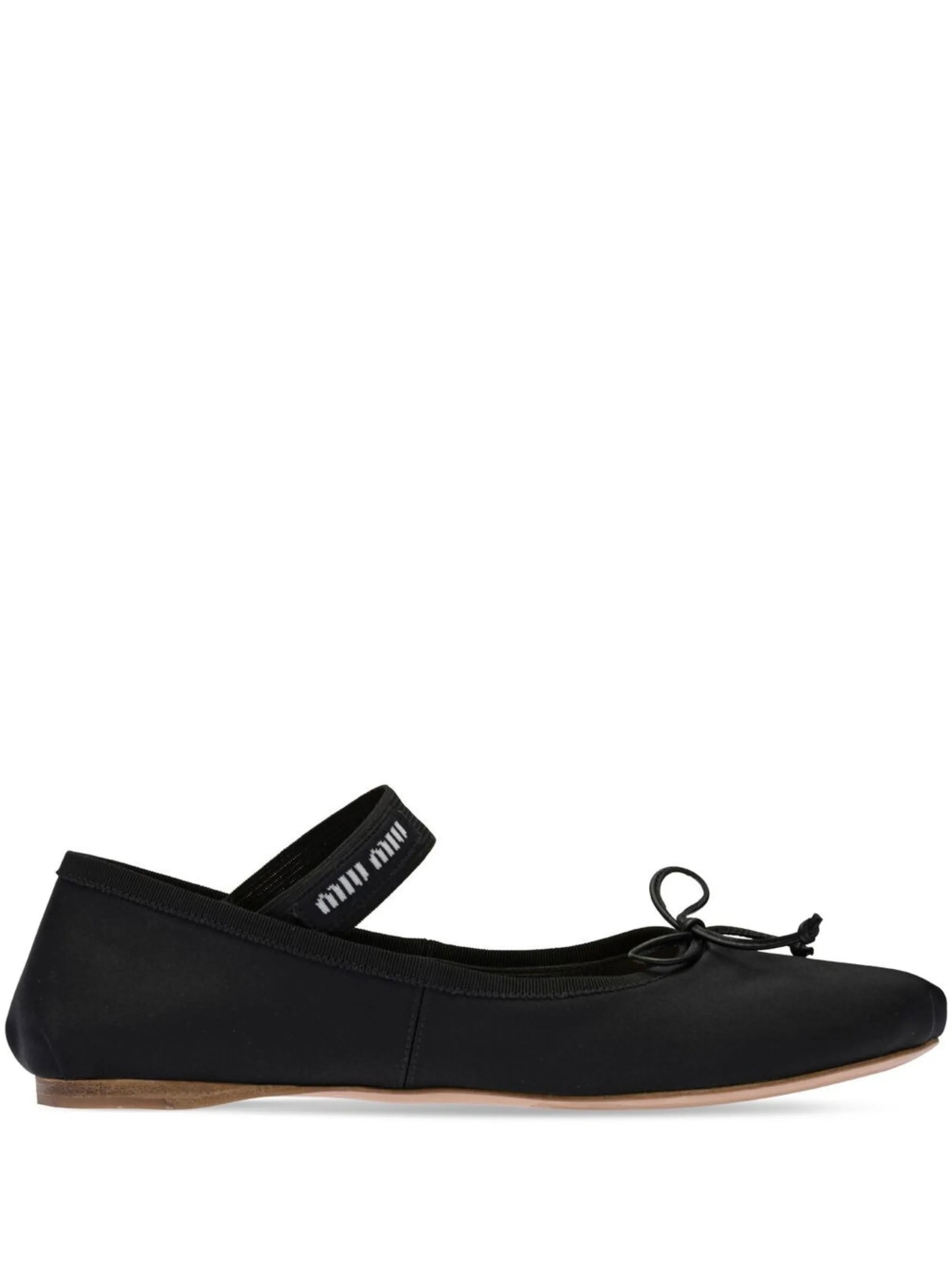 logo-strap satin ballerina pumps