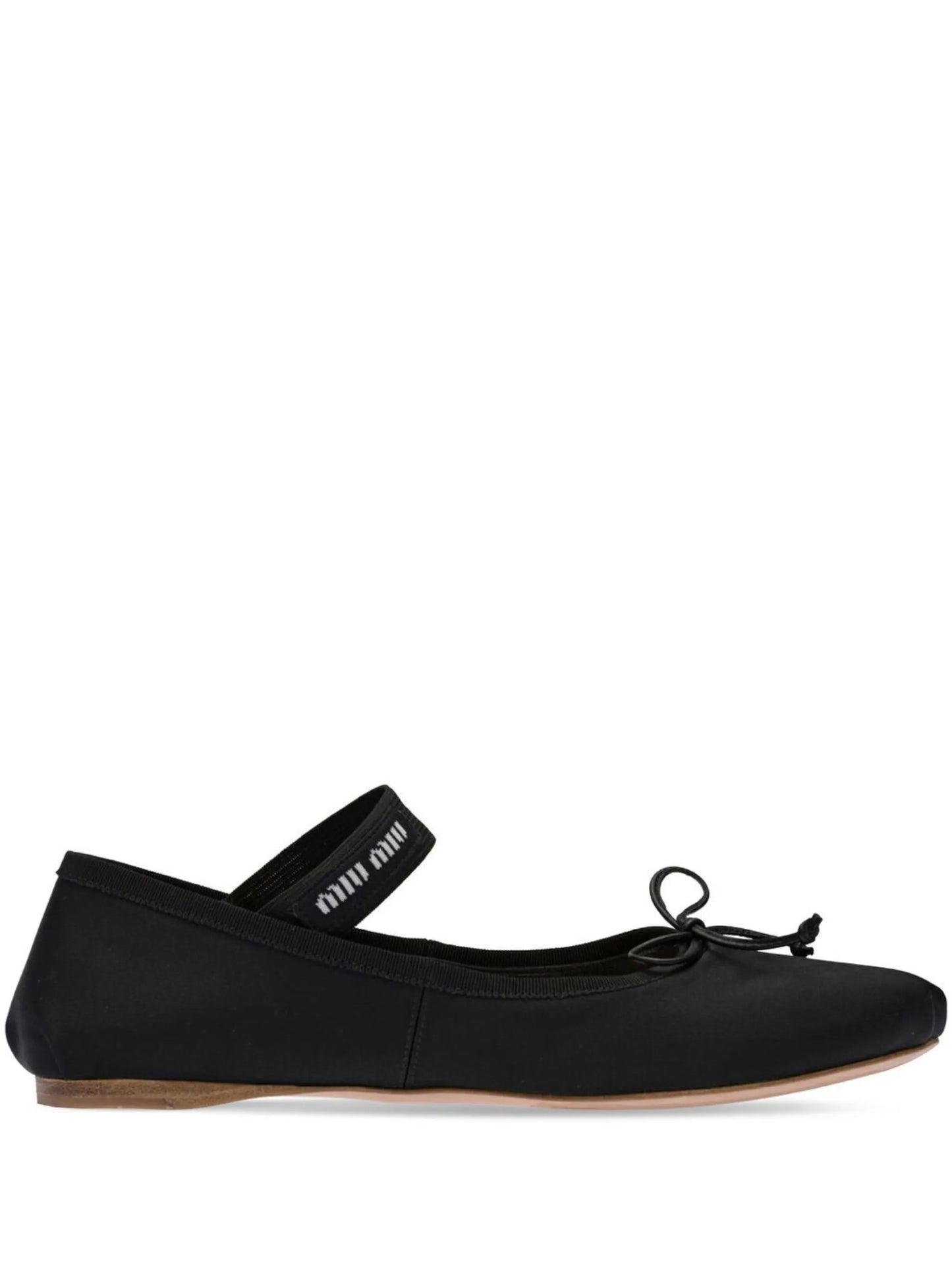 logo-strap satin ballerina pumps