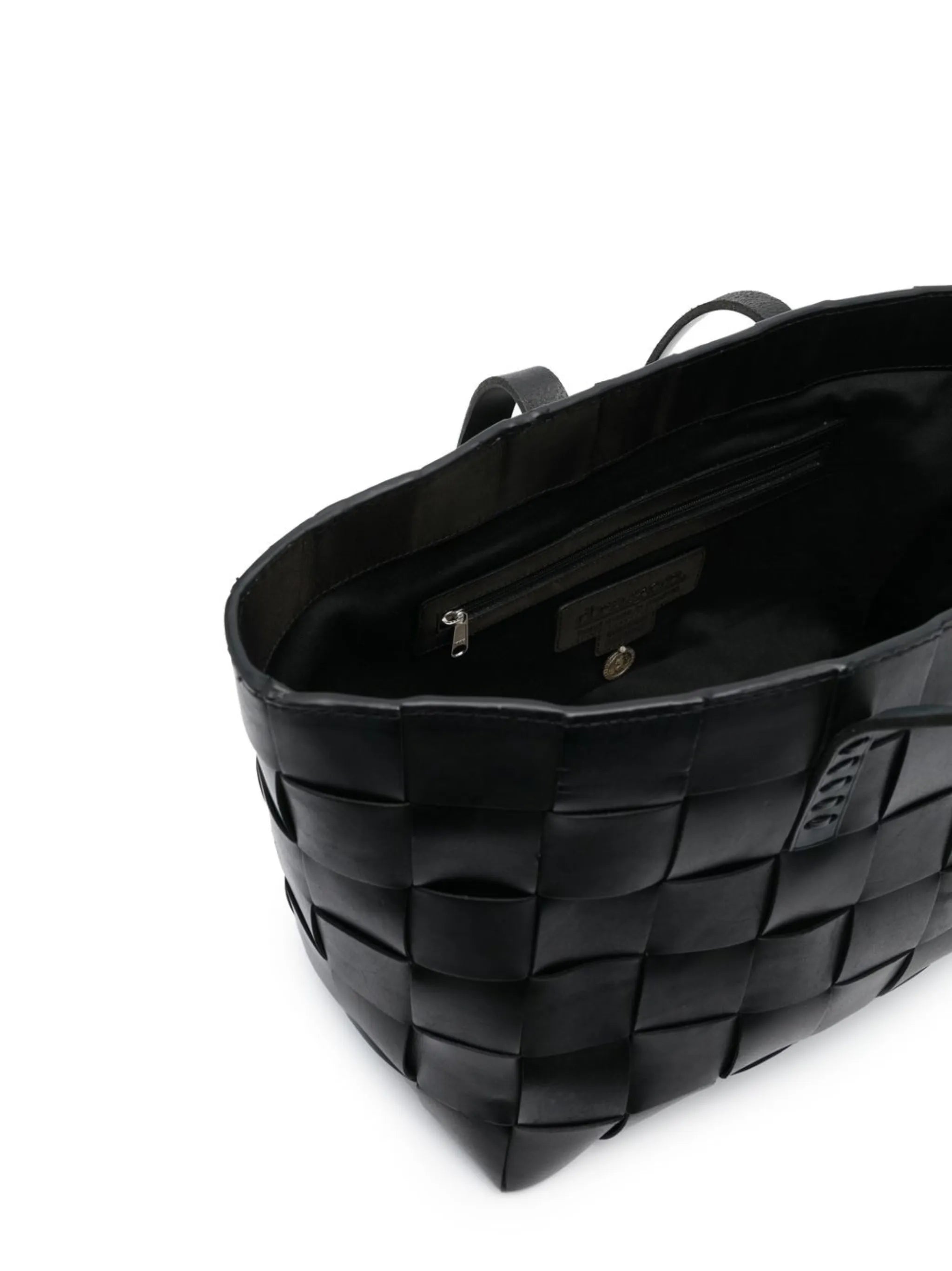 Japan checkerboard woven leather tote bag
