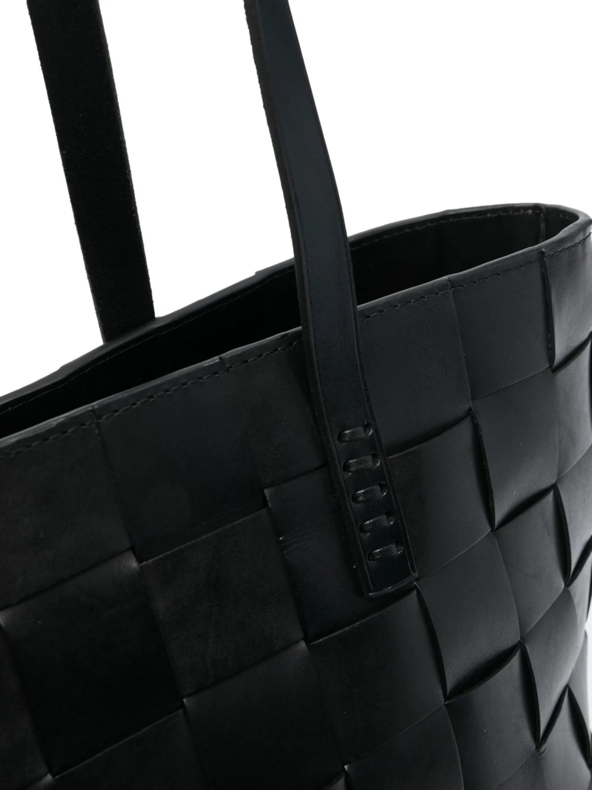 Japan checkerboard woven leather tote bag