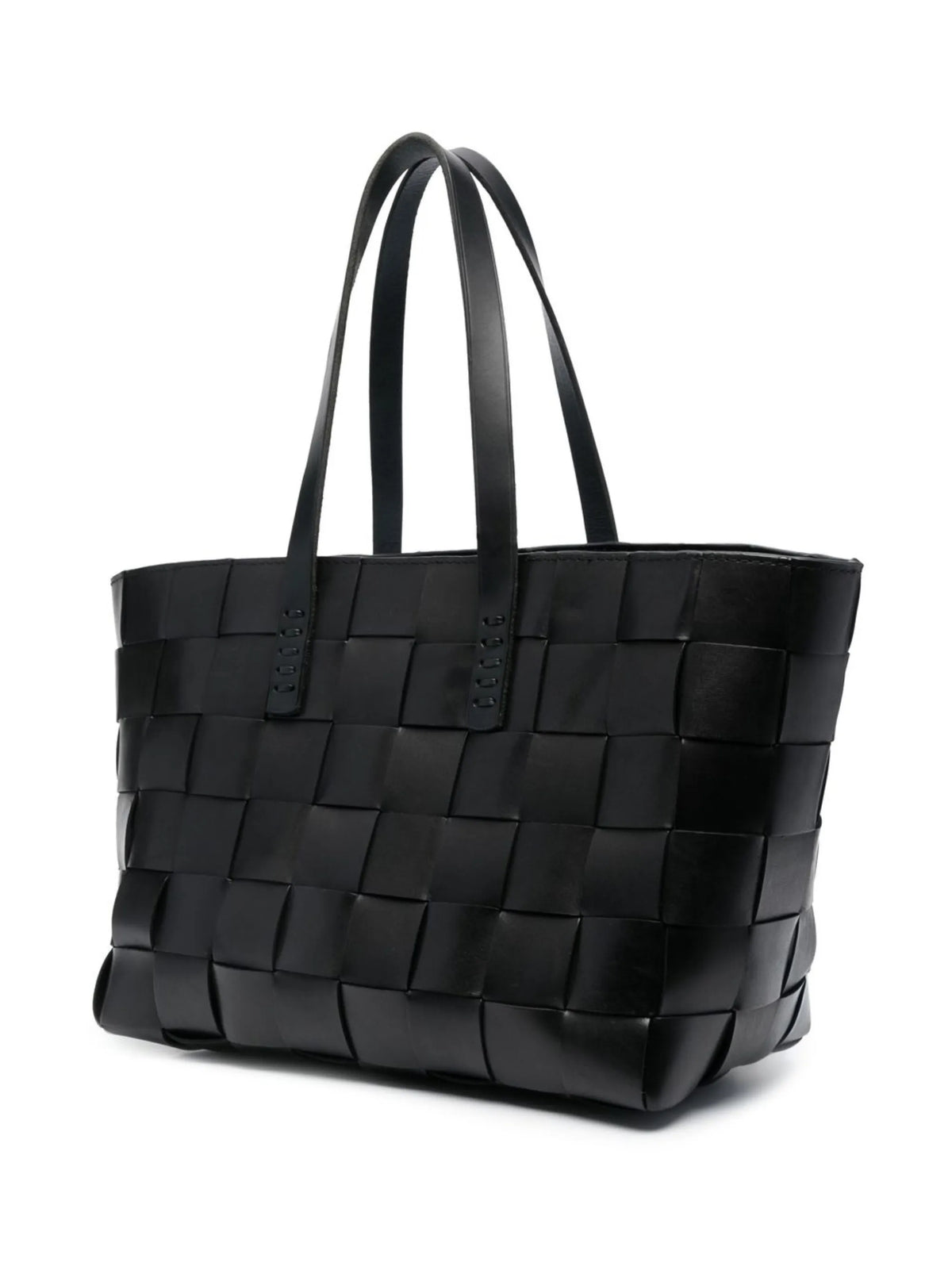 Japan checkerboard woven leather tote bag