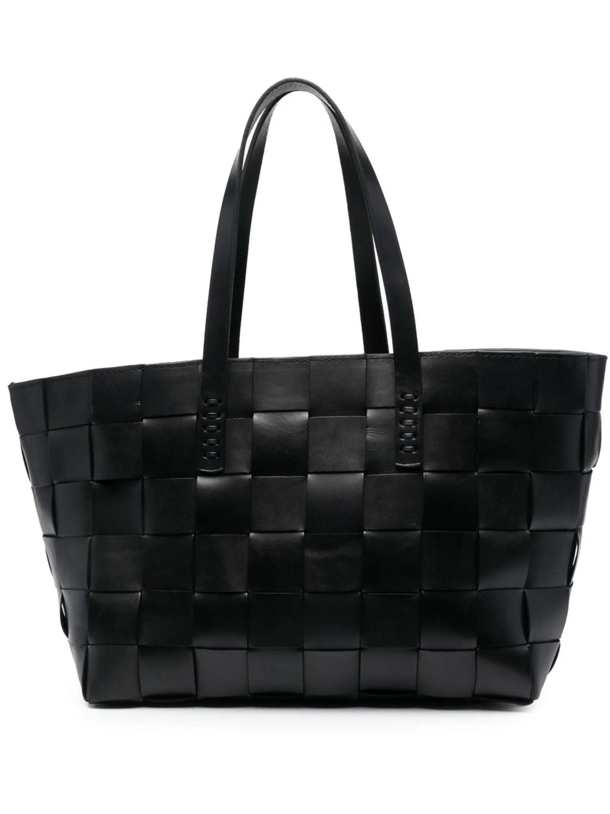 Japan checkerboard woven leather tote bag