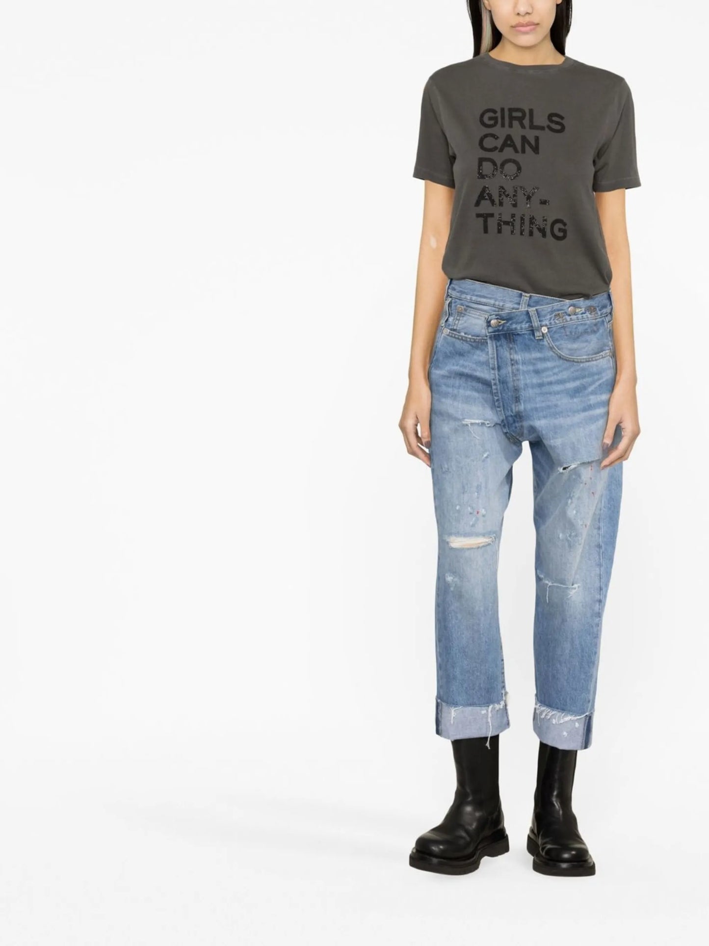 crossover cropped jeans