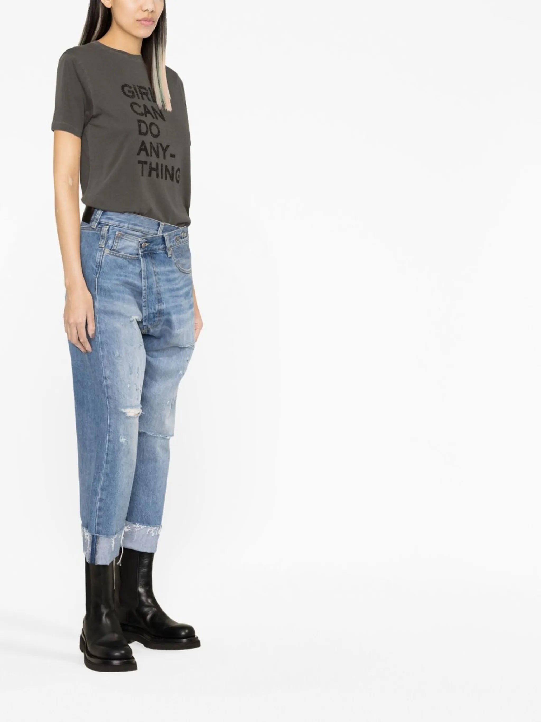 crossover cropped jeans