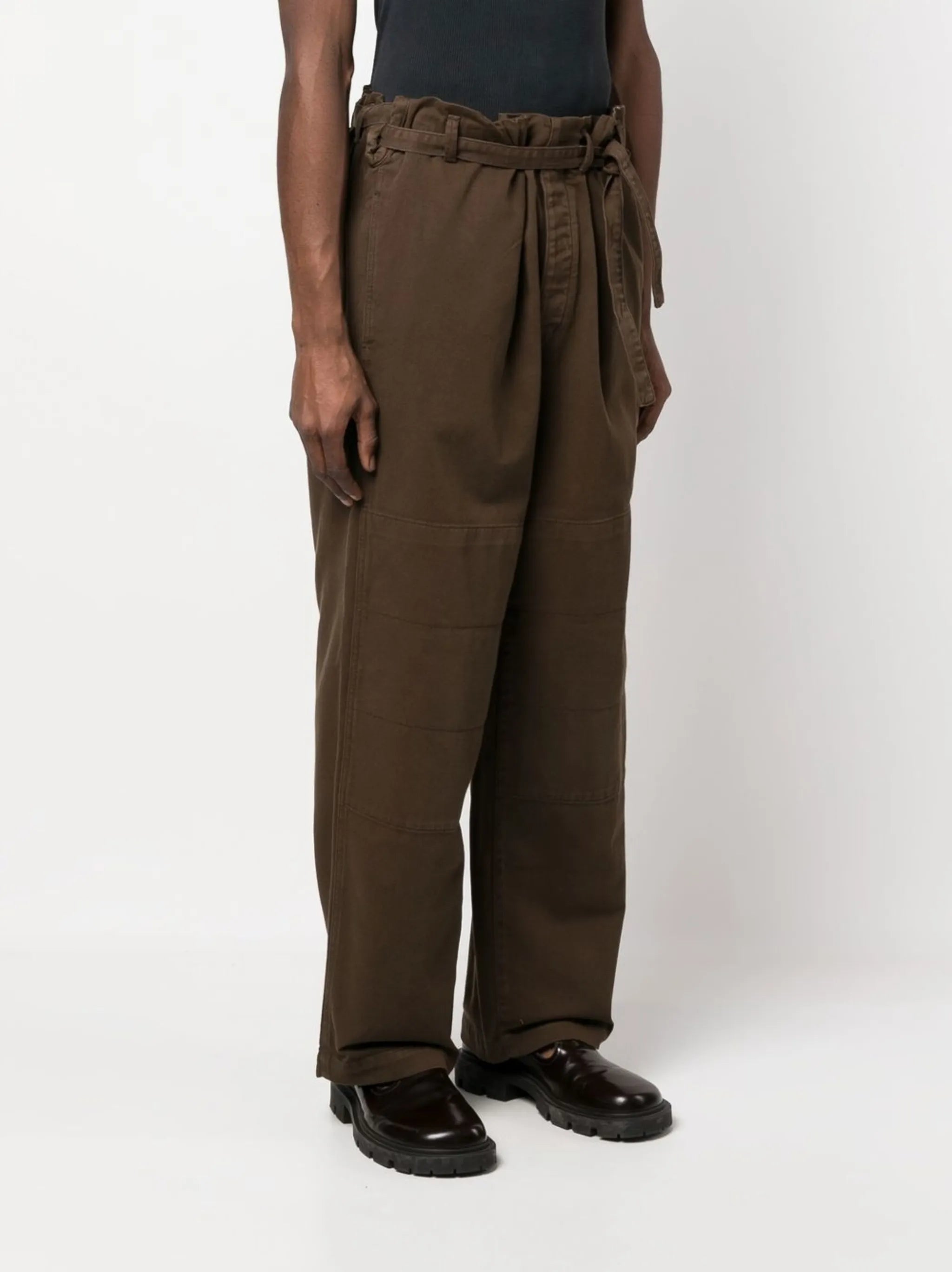 belted wide-leg trousers