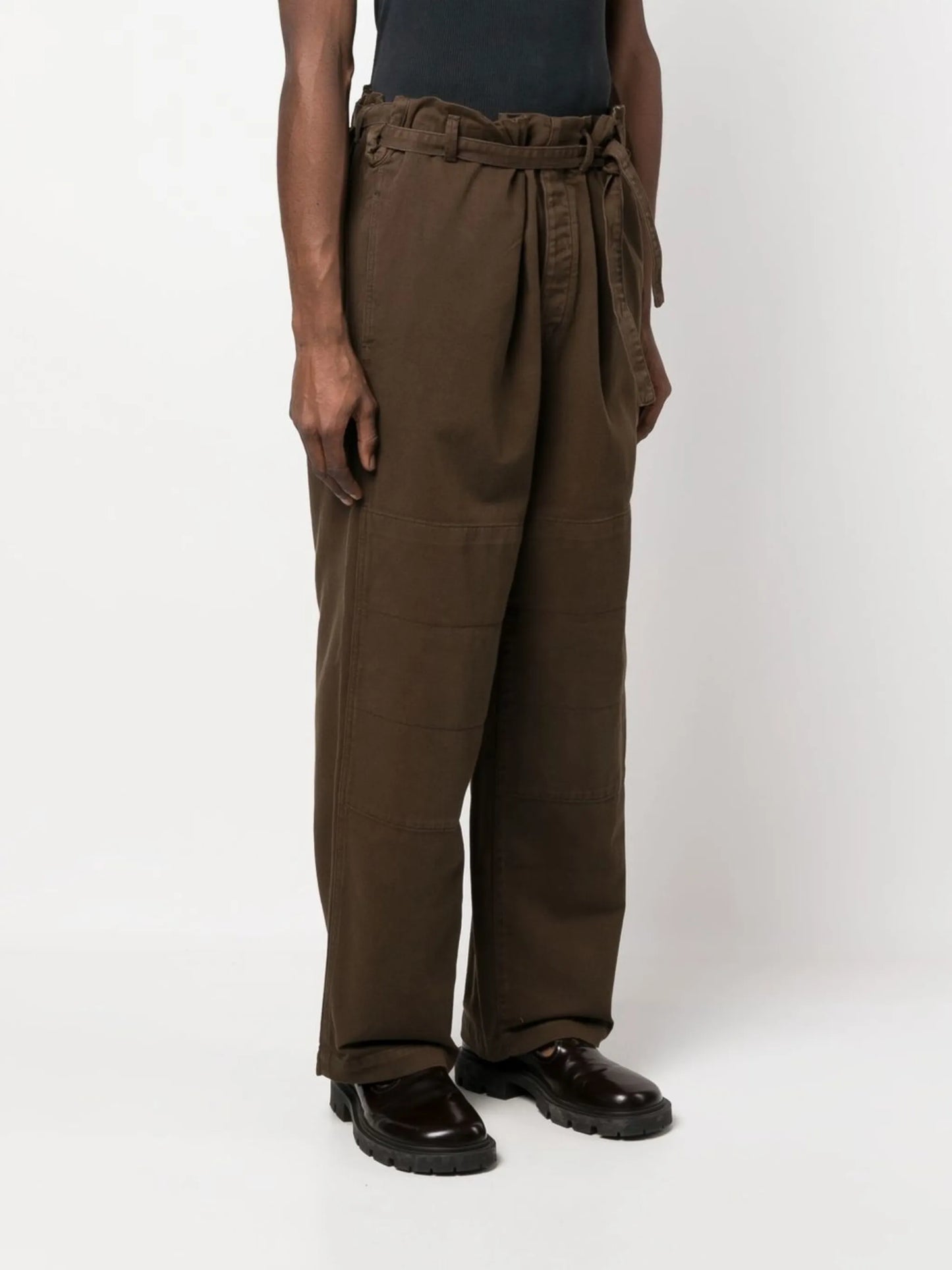 belted wide-leg trousers