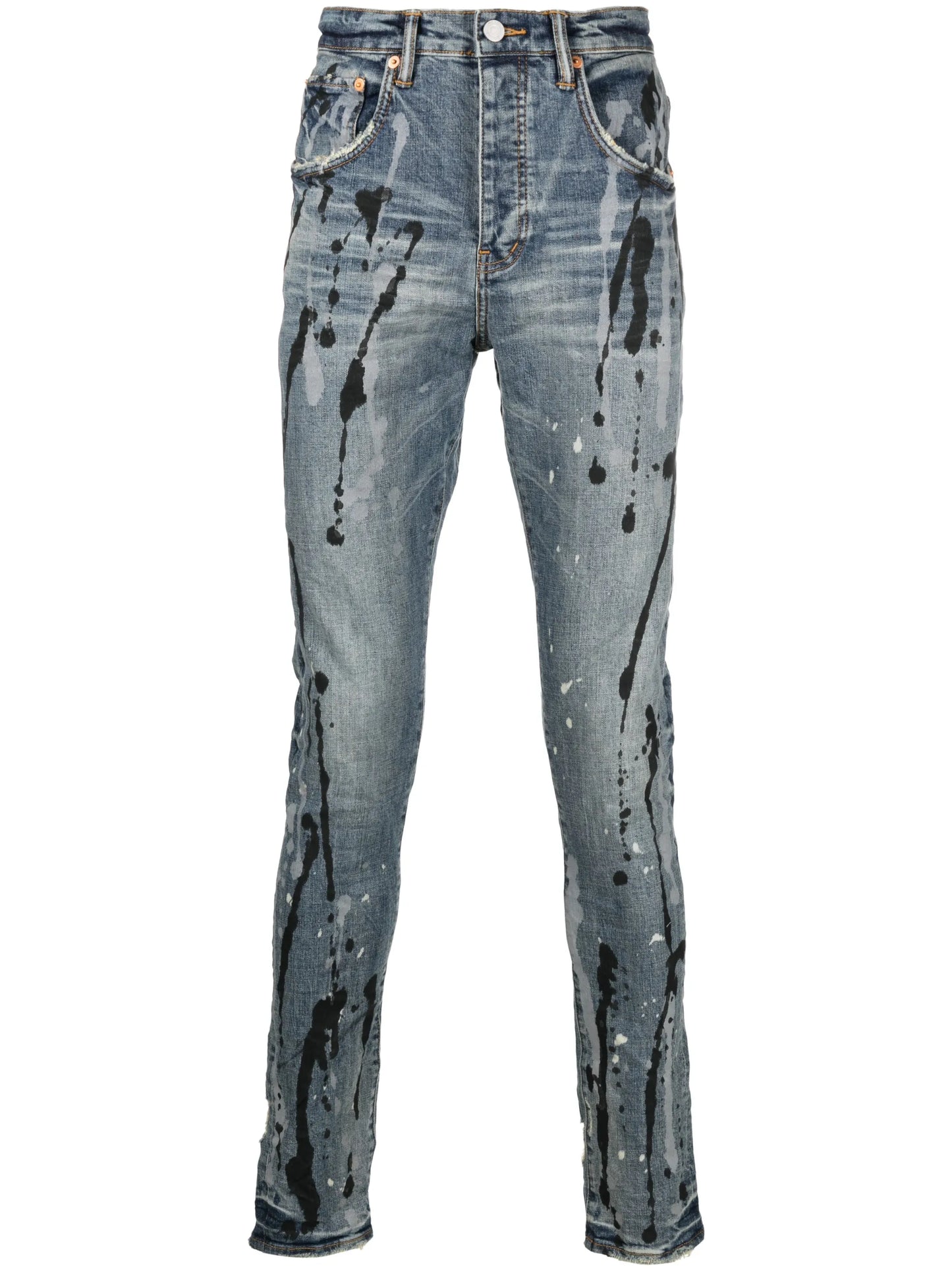 paint-splatter slim-cut jeans