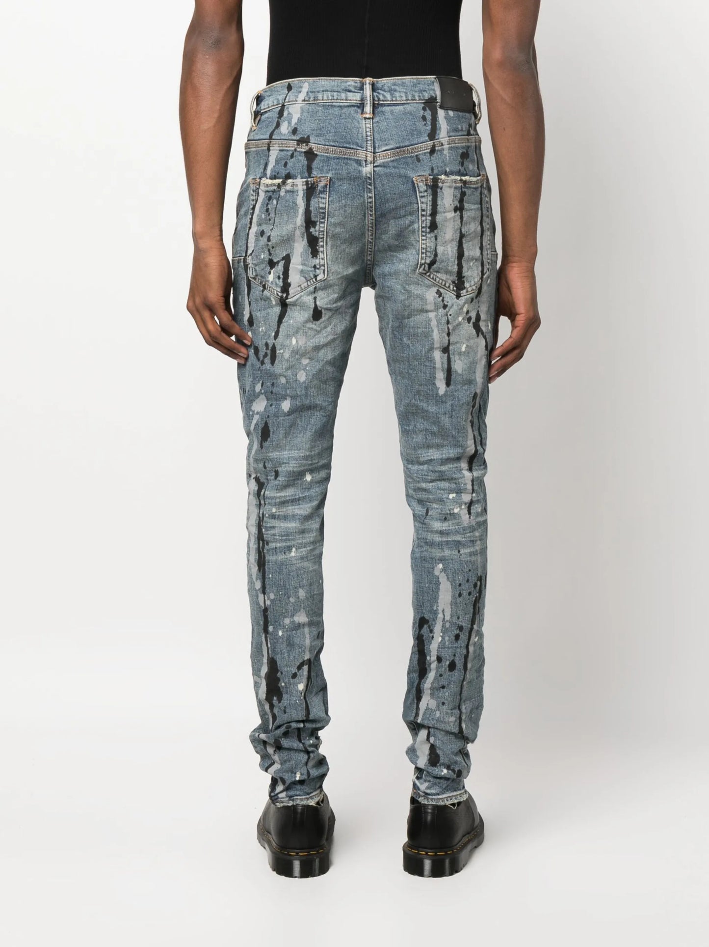 paint-splatter slim-cut jeans