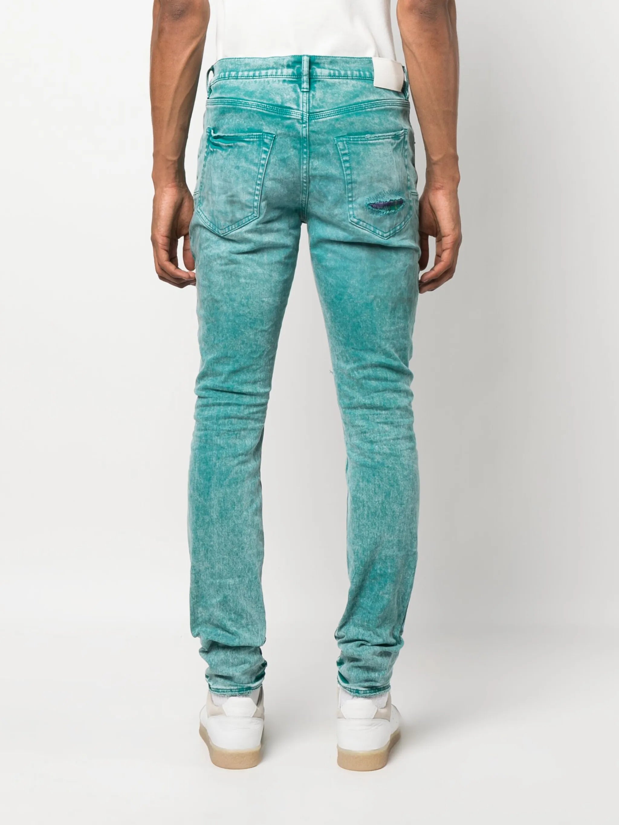 distressed skinny cut jeans